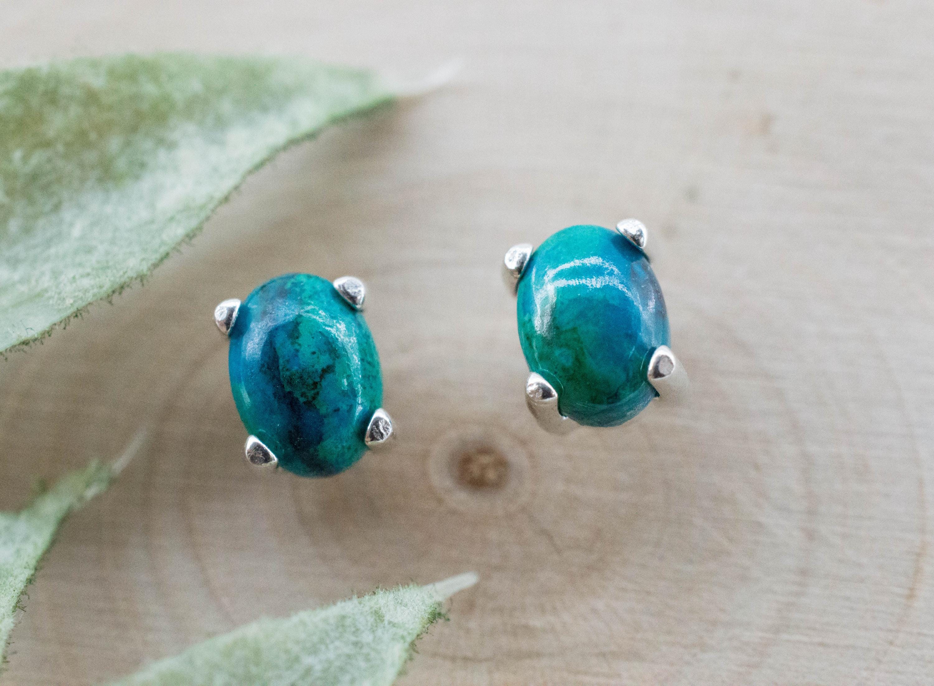 Chrysocolla Earrings; Natural Untreated Arizona Inspiration Mine Chrysocolla; 1.730cts - Mark Oliver Gems