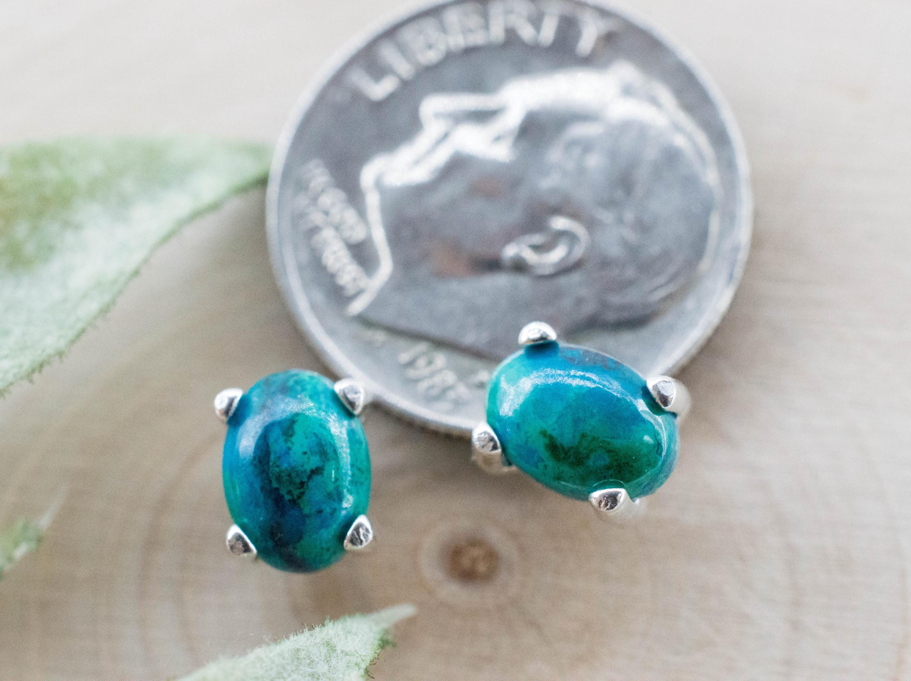 Chrysocolla Earrings; Natural Untreated Arizona Inspiration Mine Chrysocolla; 1.730cts - Mark Oliver Gems