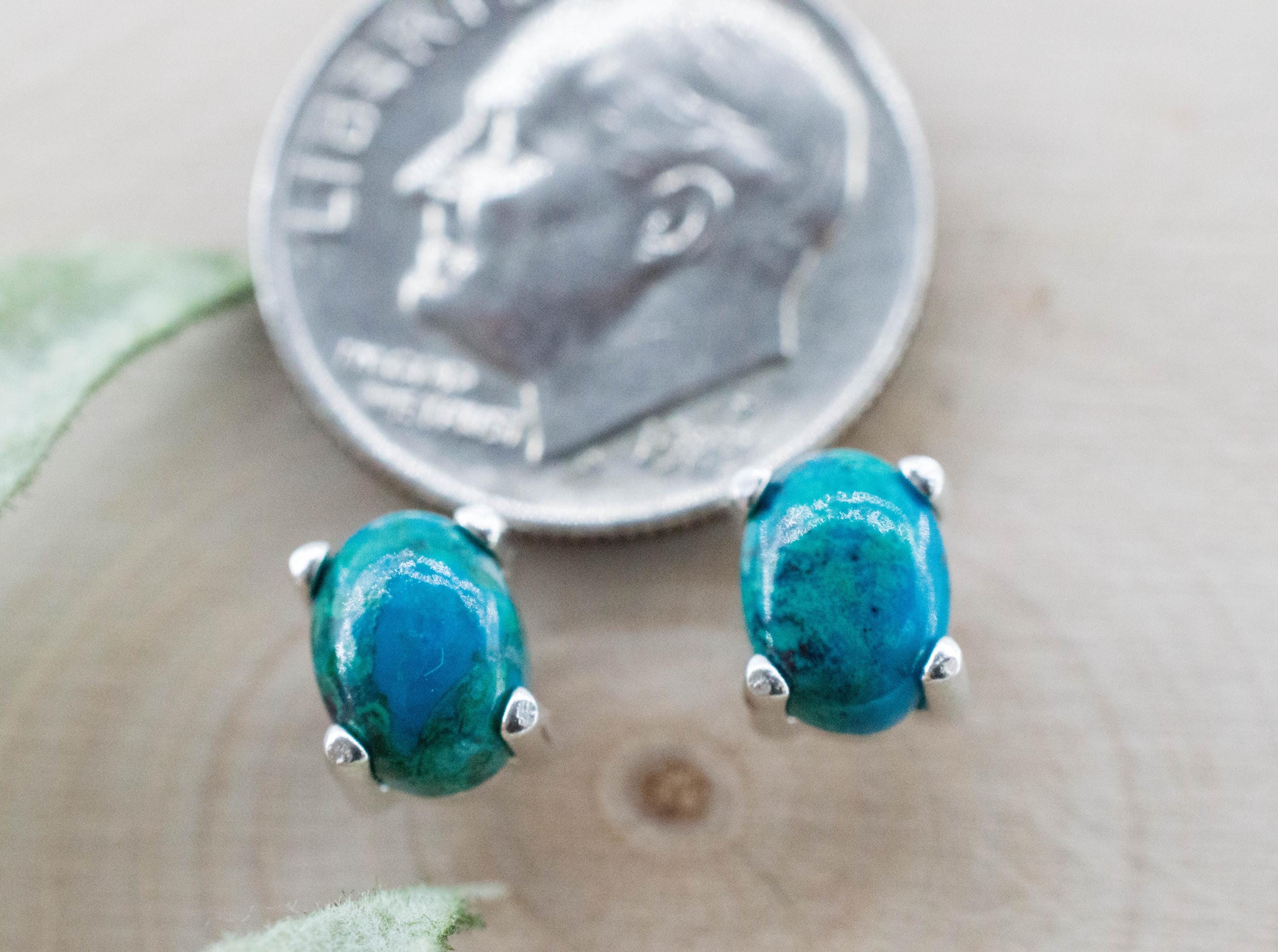 Chrysocolla Earrings; Natural Untreated Arizona Inspiration Mine Chrysocolla; 1.980cts - Mark Oliver Gems