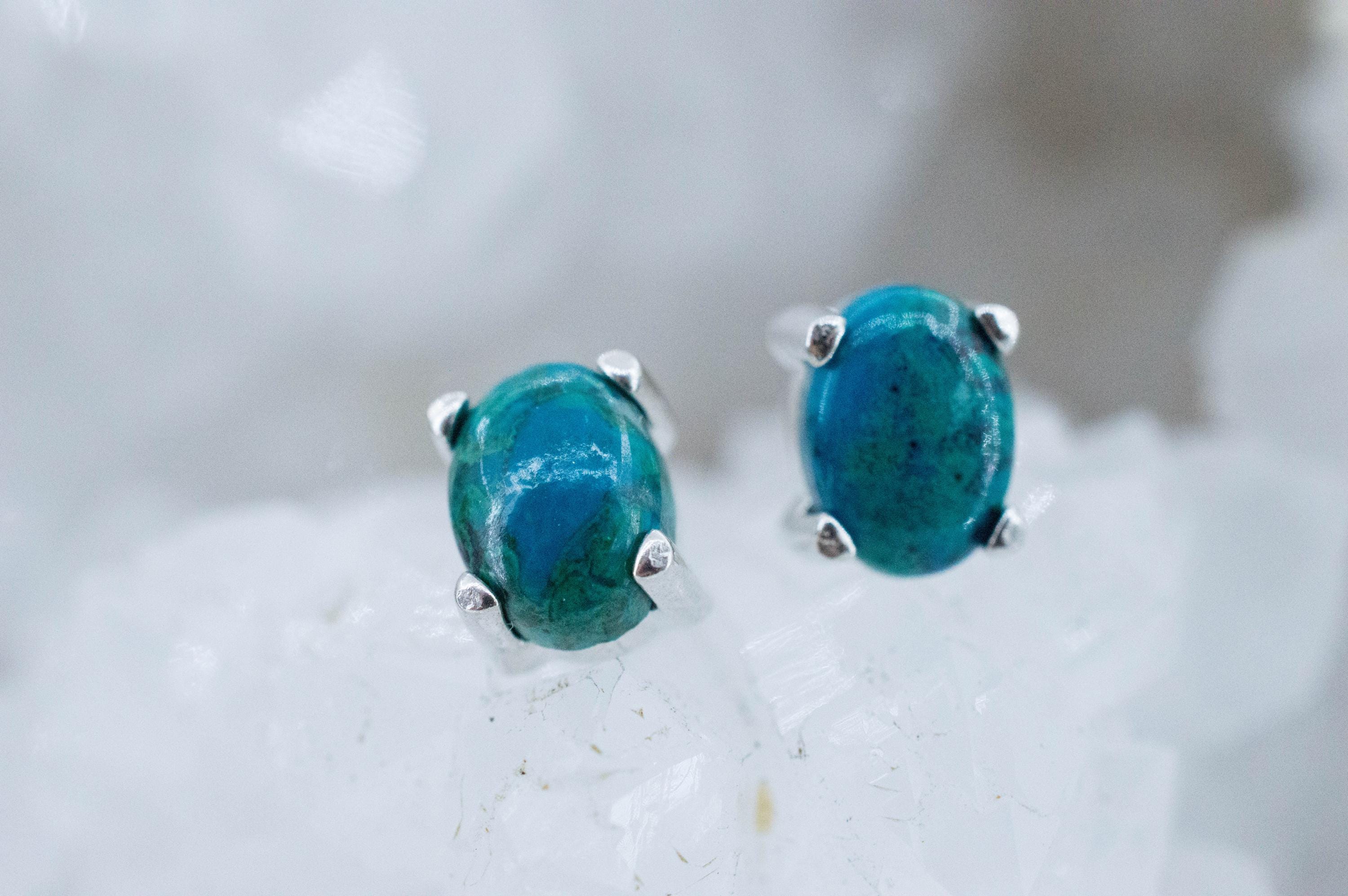 Chrysocolla Earrings; Natural Untreated Arizona Inspiration Mine Chrysocolla; 1.980cts - Mark Oliver Gems