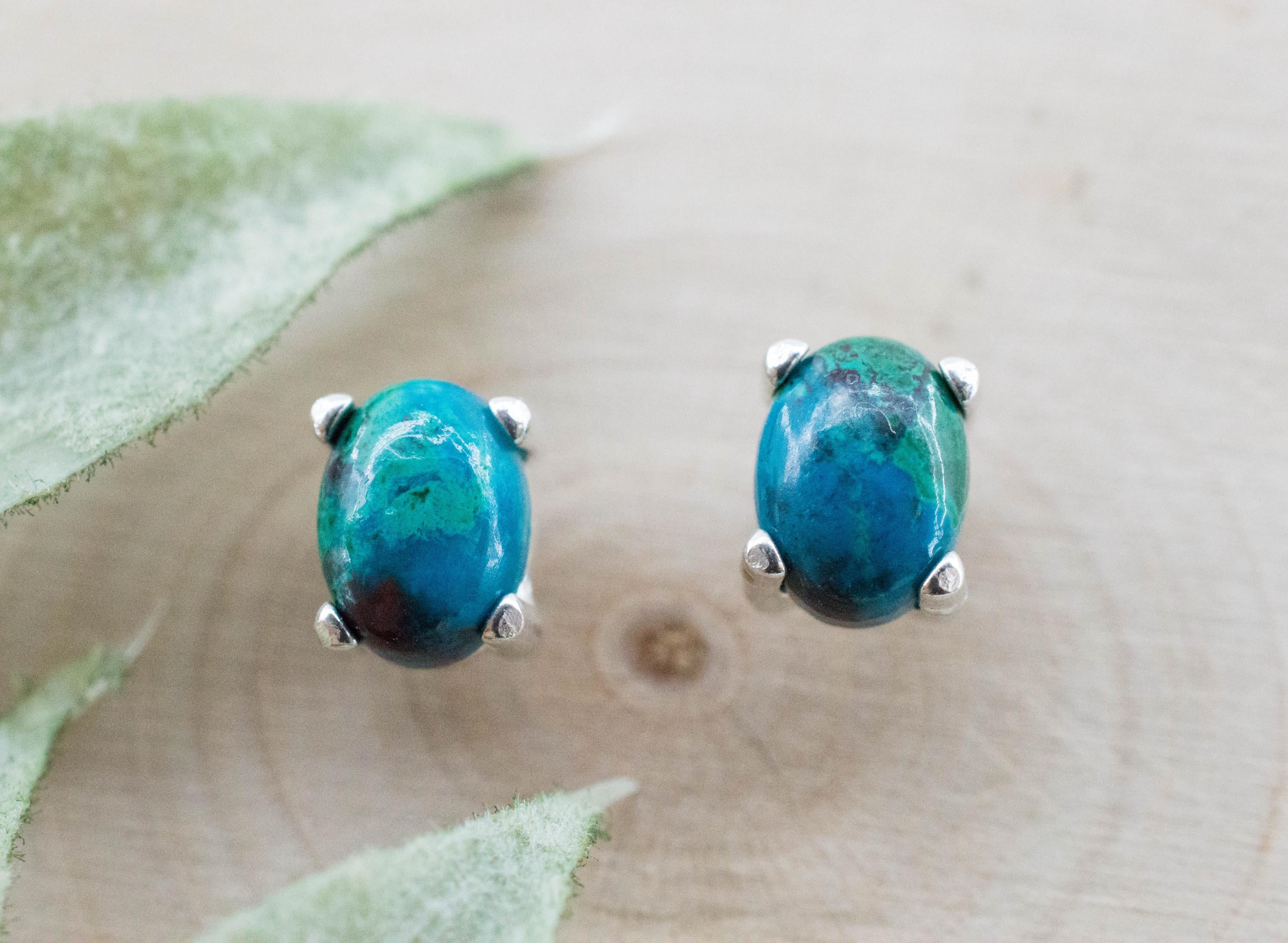 Chrysocolla Earrings; Natural Untreated Arizona Inspiration Mine Chrysocolla; 2.010cts - Mark Oliver Gems