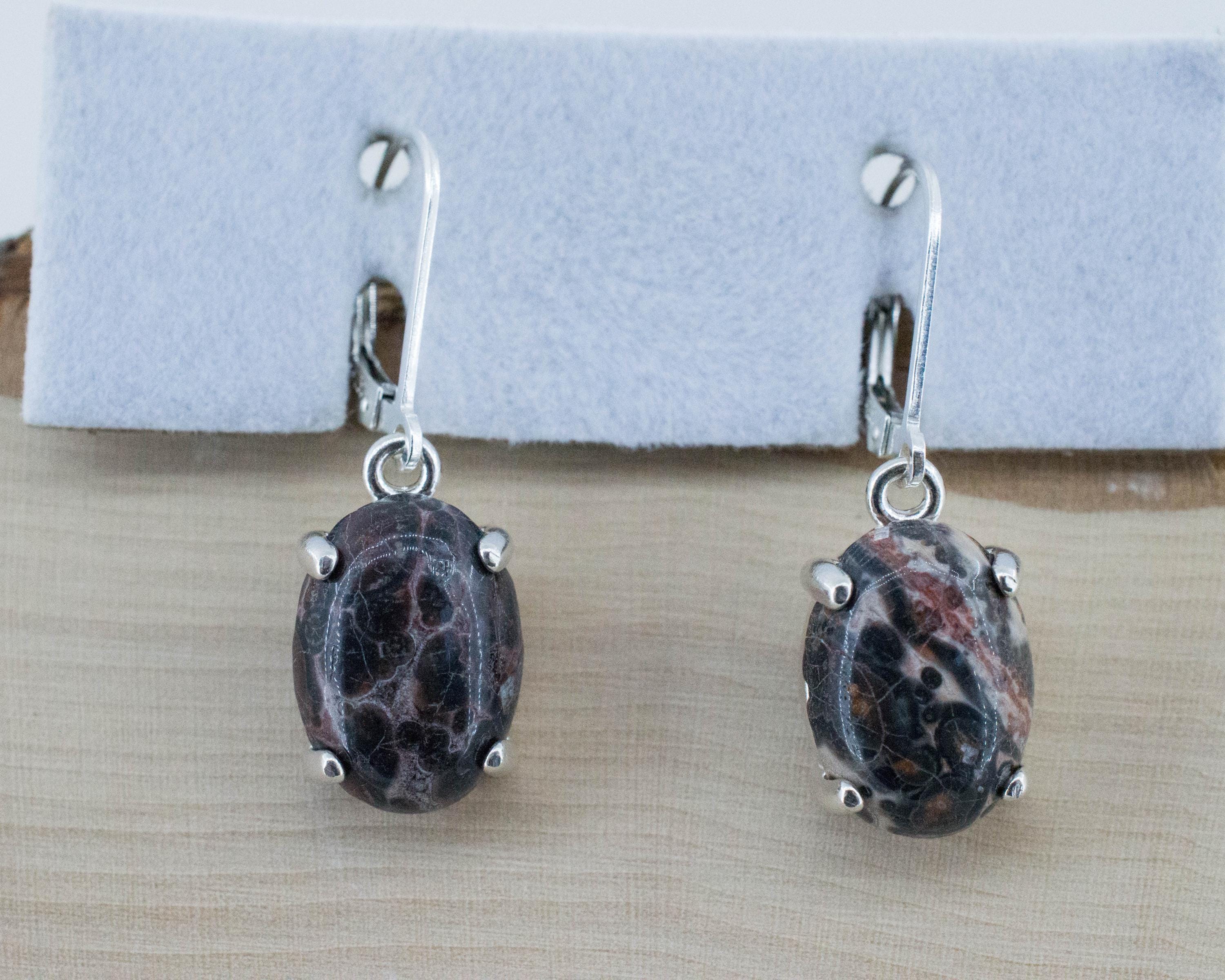 Leopard Jasper Earrings; Natural Untreated Madagascar Jasper; 7.300cts - Mark Oliver Gems