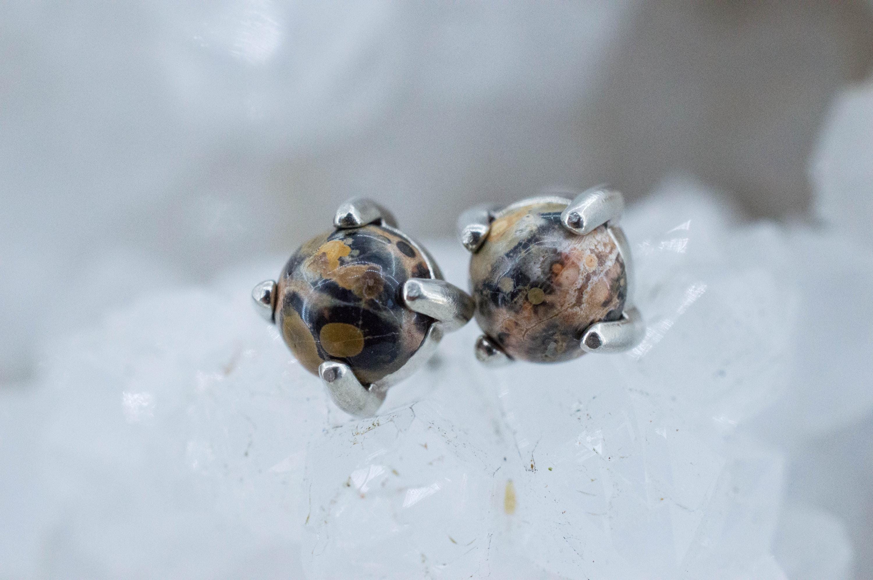 Leopard Jasper Earrings; Natural Untreated Madagascar Jasper; 1.365cts - Mark Oliver Gems