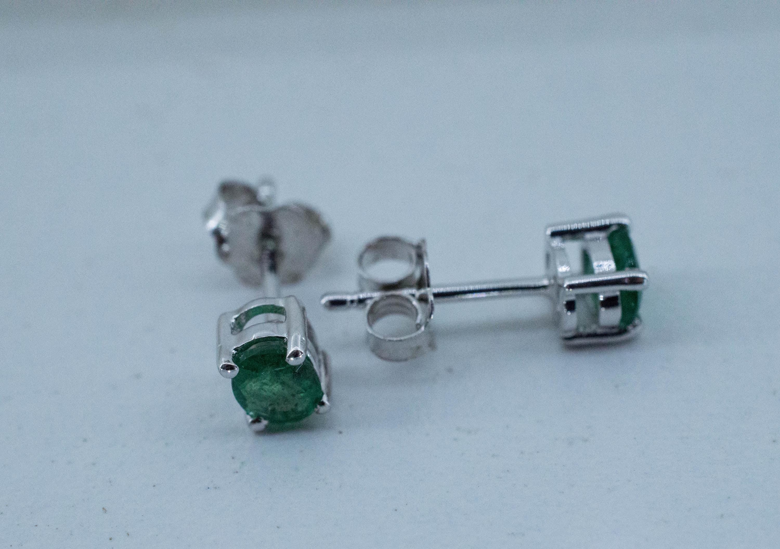 Emerald Earrings; Natural Brazil Emerald; 0.645cts - Mark Oliver Gems