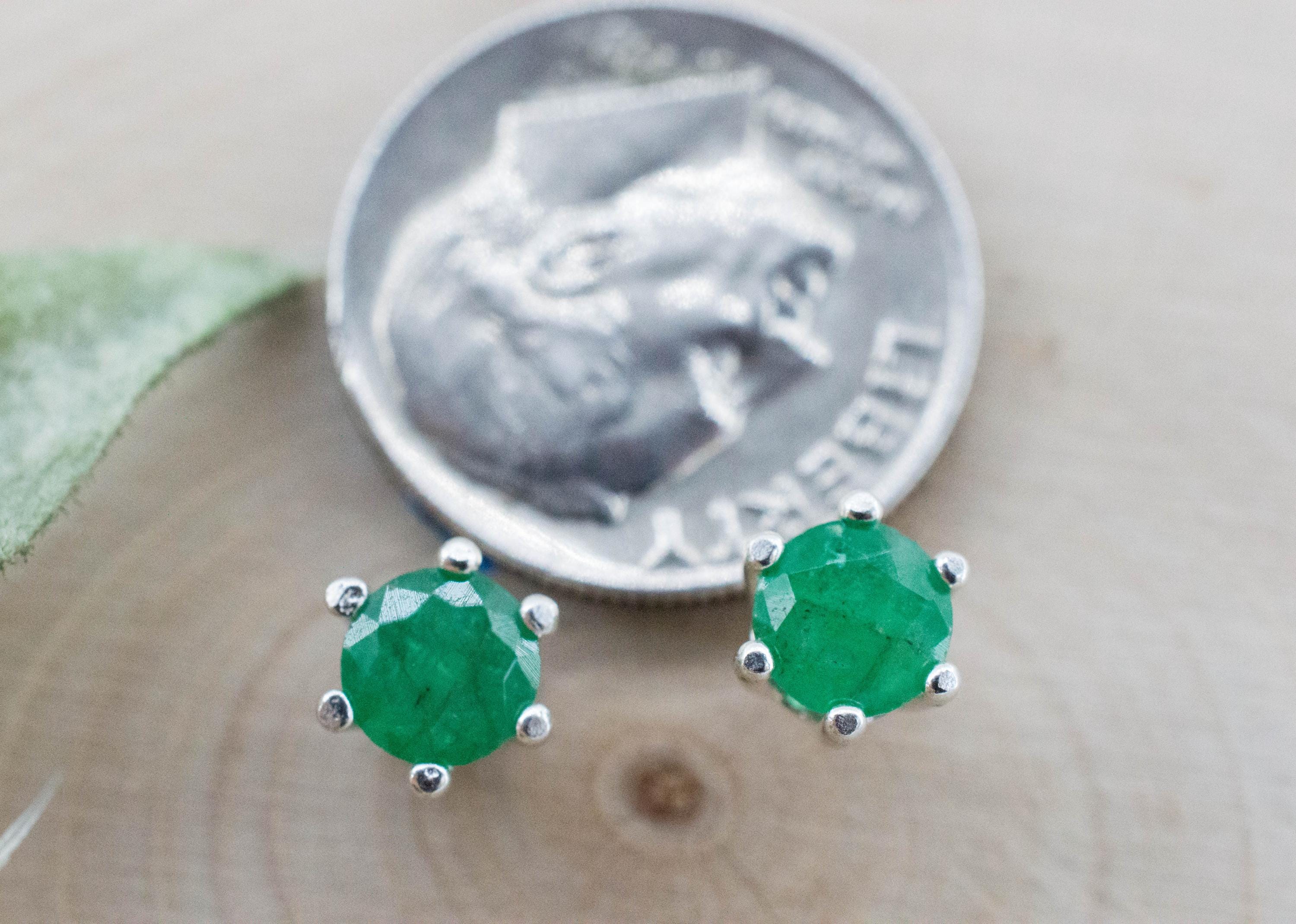 Emerald Earrings; Natural Brazil Emerald; 0.995cts - Mark Oliver Gems