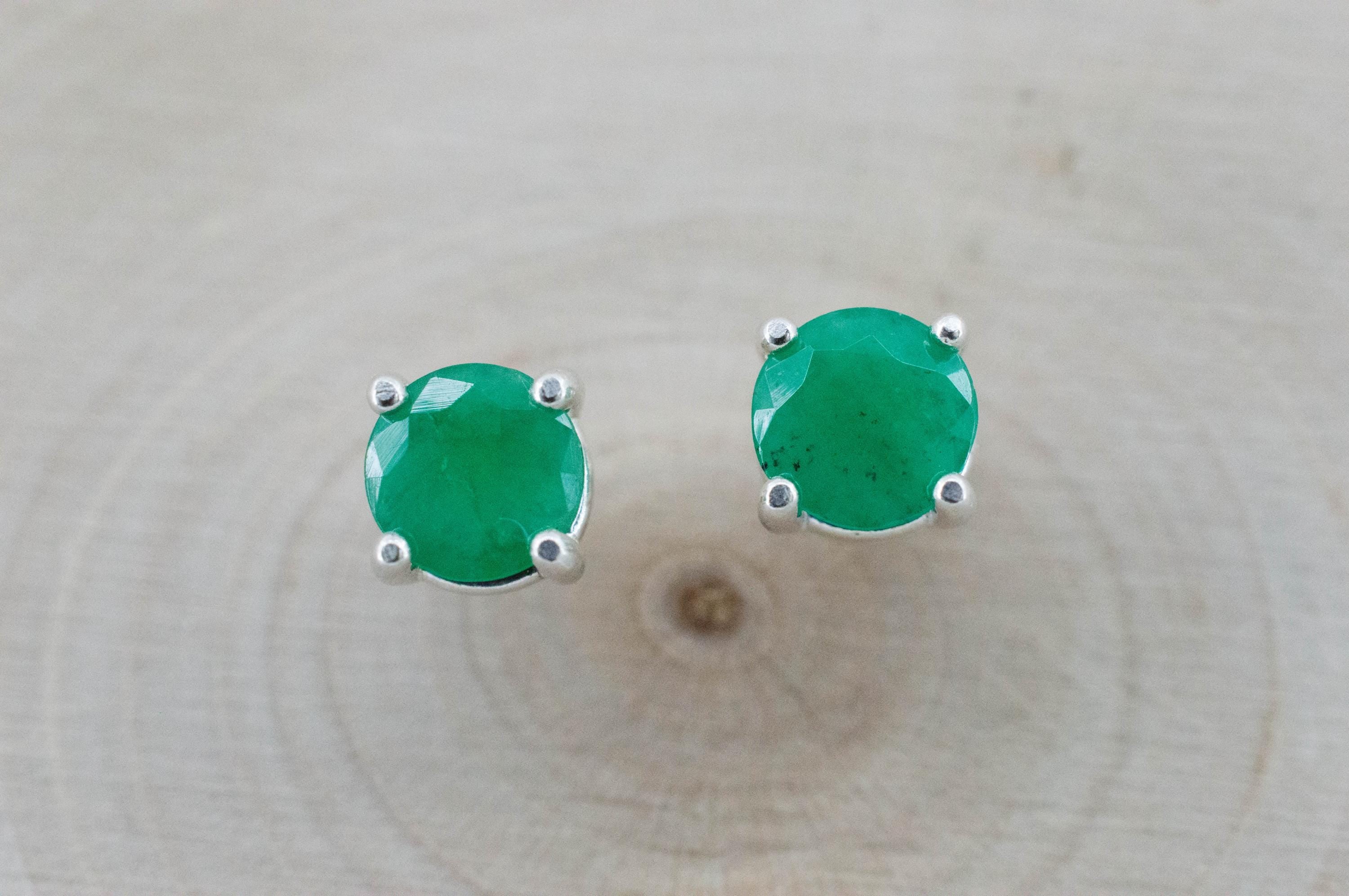 Emerald Earrings; Natural Brazil Emerald; 1.315cts - Mark Oliver Gems