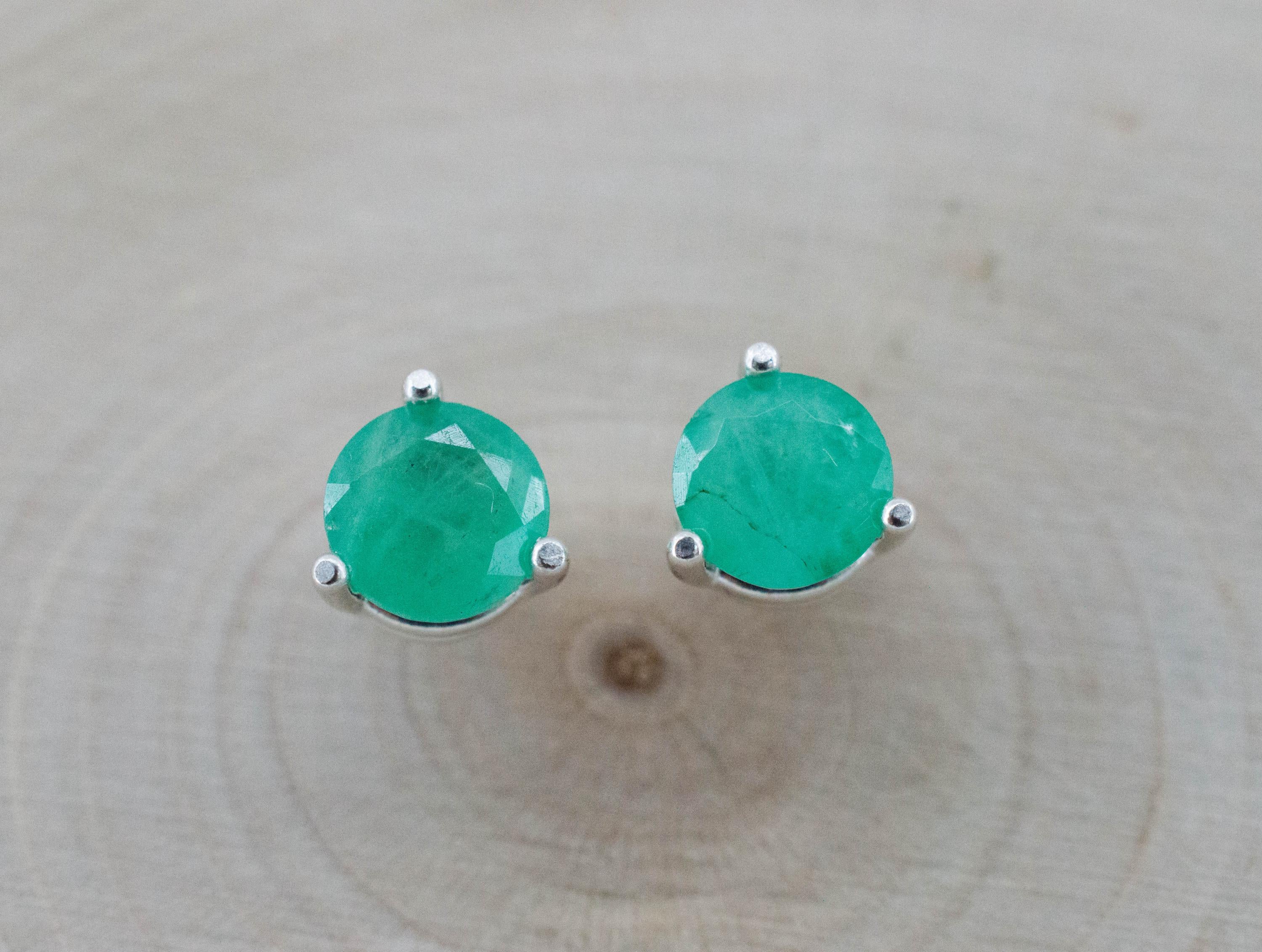 Emerald Earrings; Natural Brazil Emerald; 1.665cts - Mark Oliver Gems