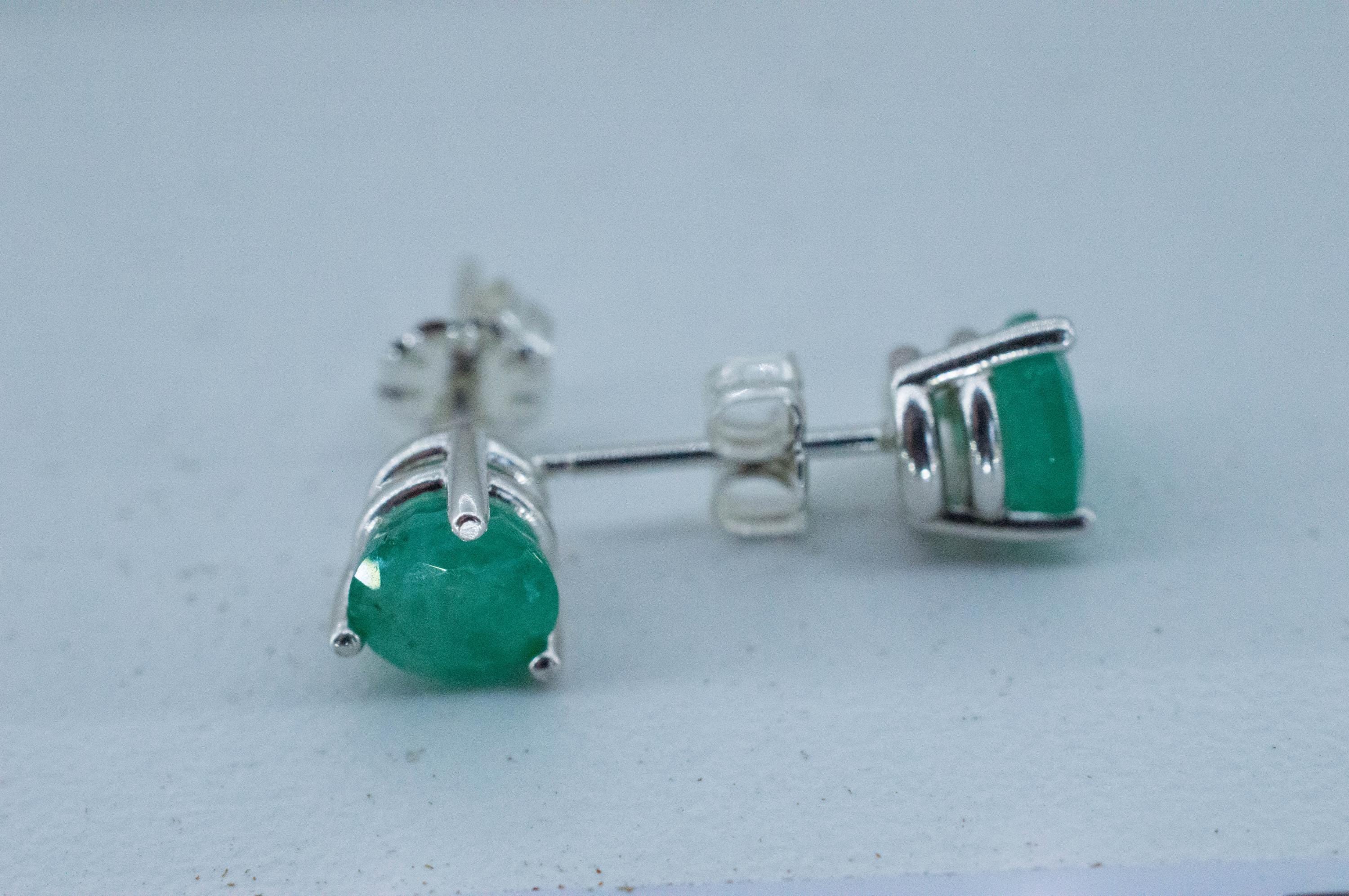 Emerald Earrings; Natural Brazil Emerald; 1.665cts - Mark Oliver Gems