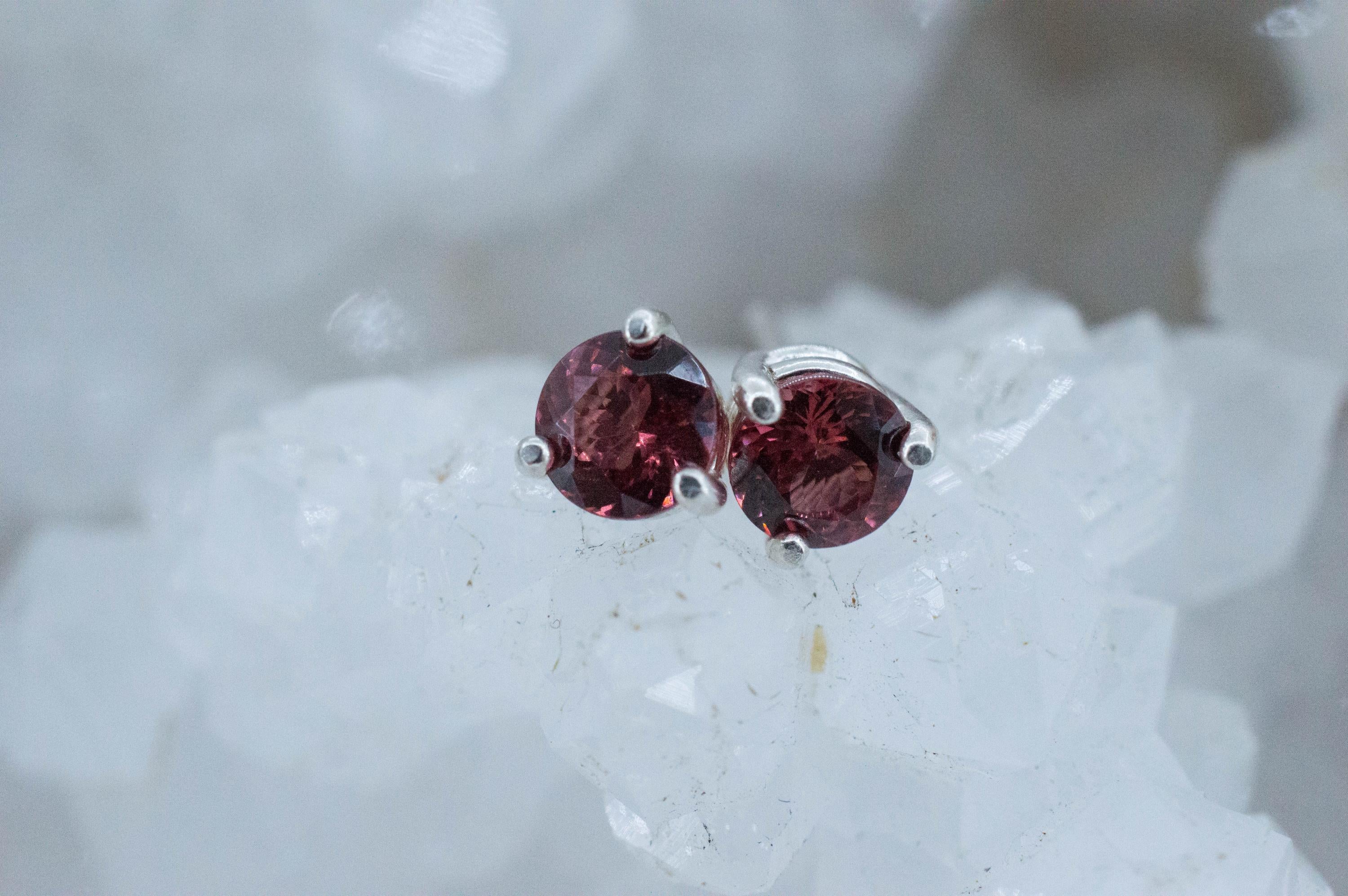 Rhodolite Garnet Earrings, Natural Untreated North Carolina Garnet; 1.170cts - Mark Oliver Gems