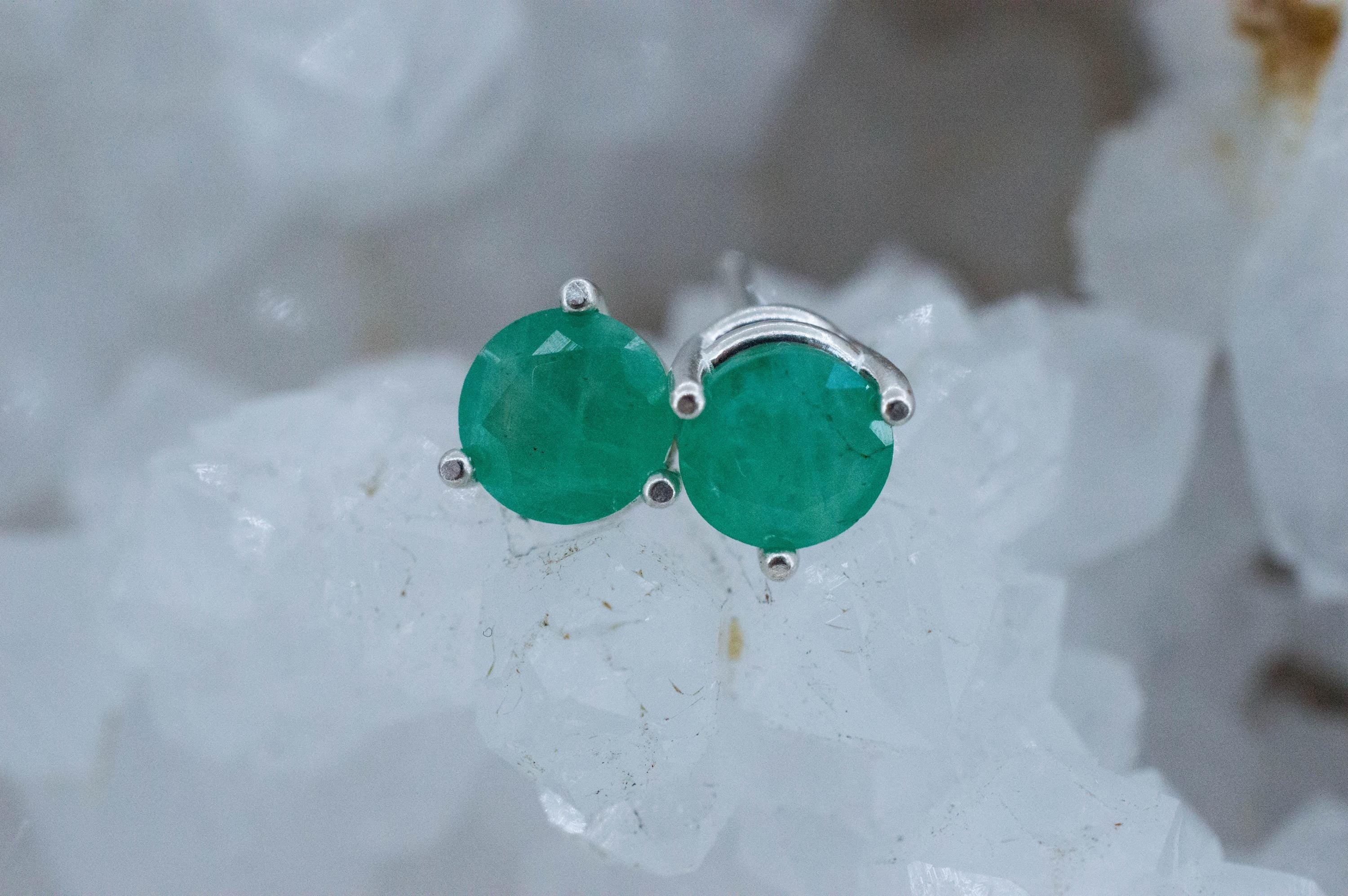 Emerald Earrings; Natural Brazil Emerald; 1.665cts - Mark Oliver Gems