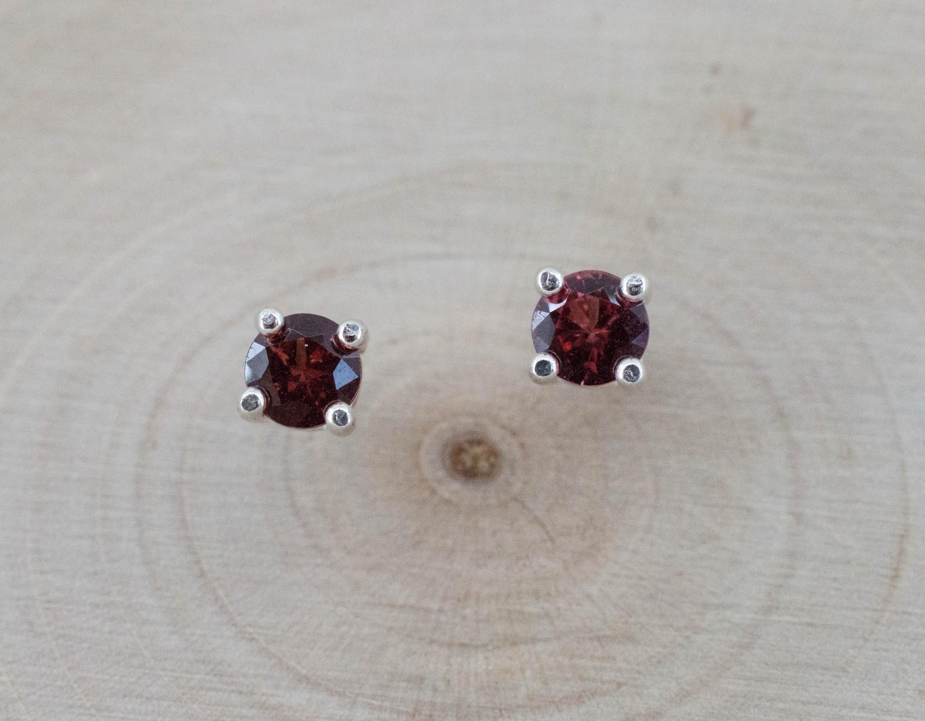 Rhodolite Garnet Earrings, Natural Untreated North Carolina Garnet; 0.465cts - Mark Oliver Gems