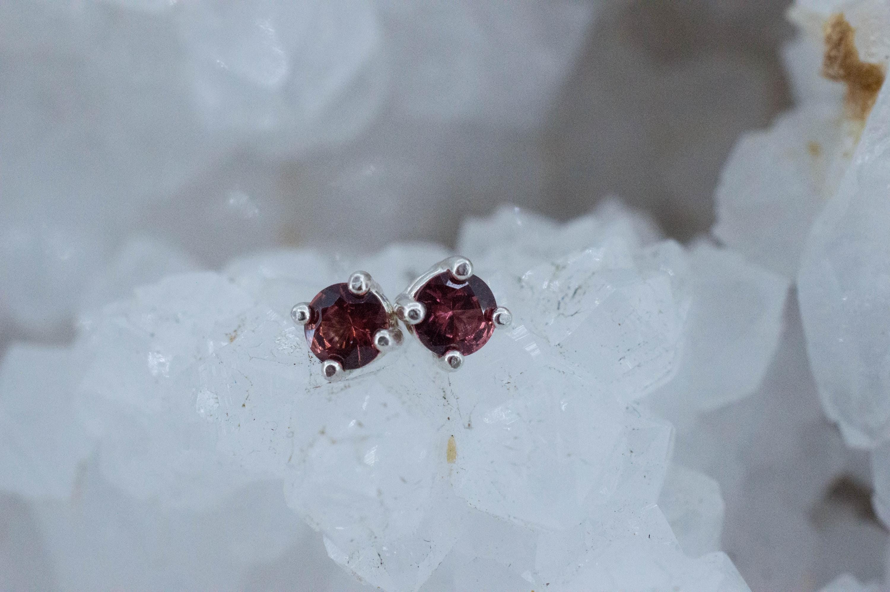 Rhodolite Garnet Earrings, Natural Untreated North Carolina Garnet; 0.465cts - Mark Oliver Gems