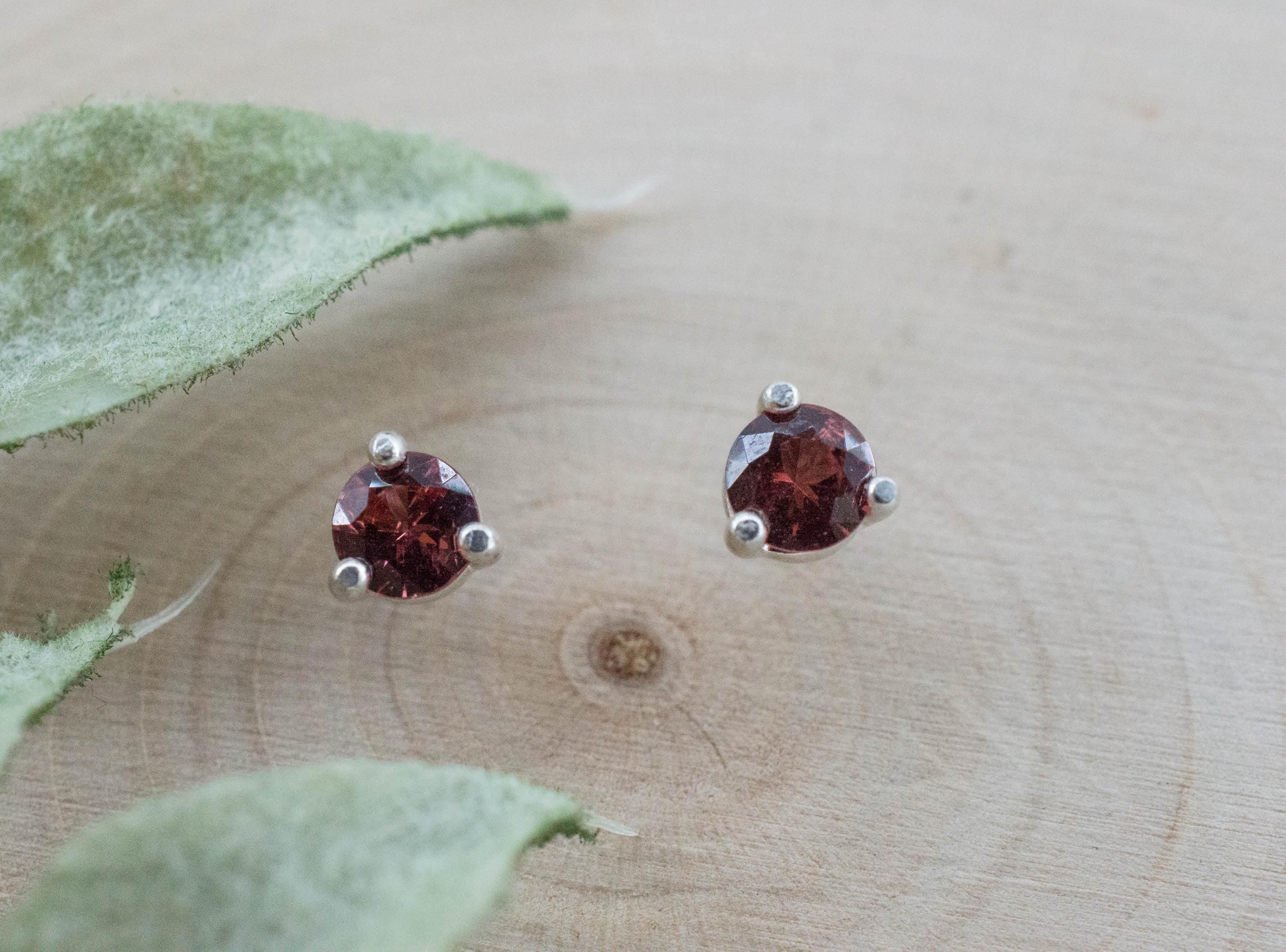 Rhodolite Garnet Earrings, Natural Untreated North Carolina Garnet; 0.470cts - Mark Oliver Gems