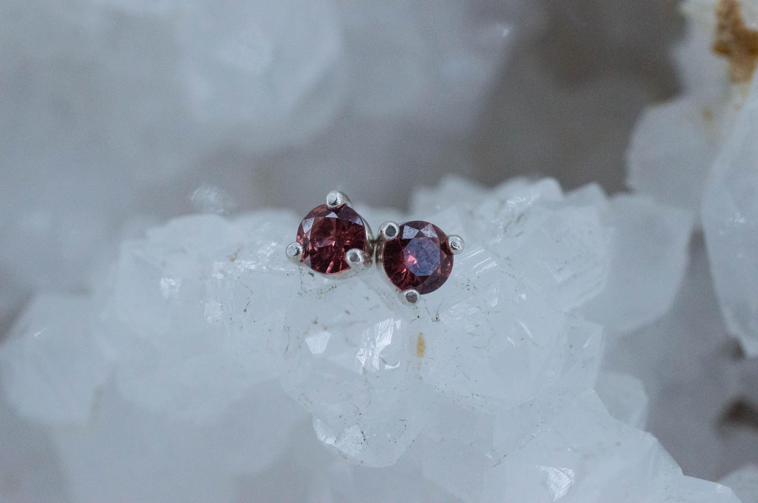 Rhodolite Garnet Earrings, Natural Untreated North Carolina Garnet; 0.470cts - Mark Oliver Gems