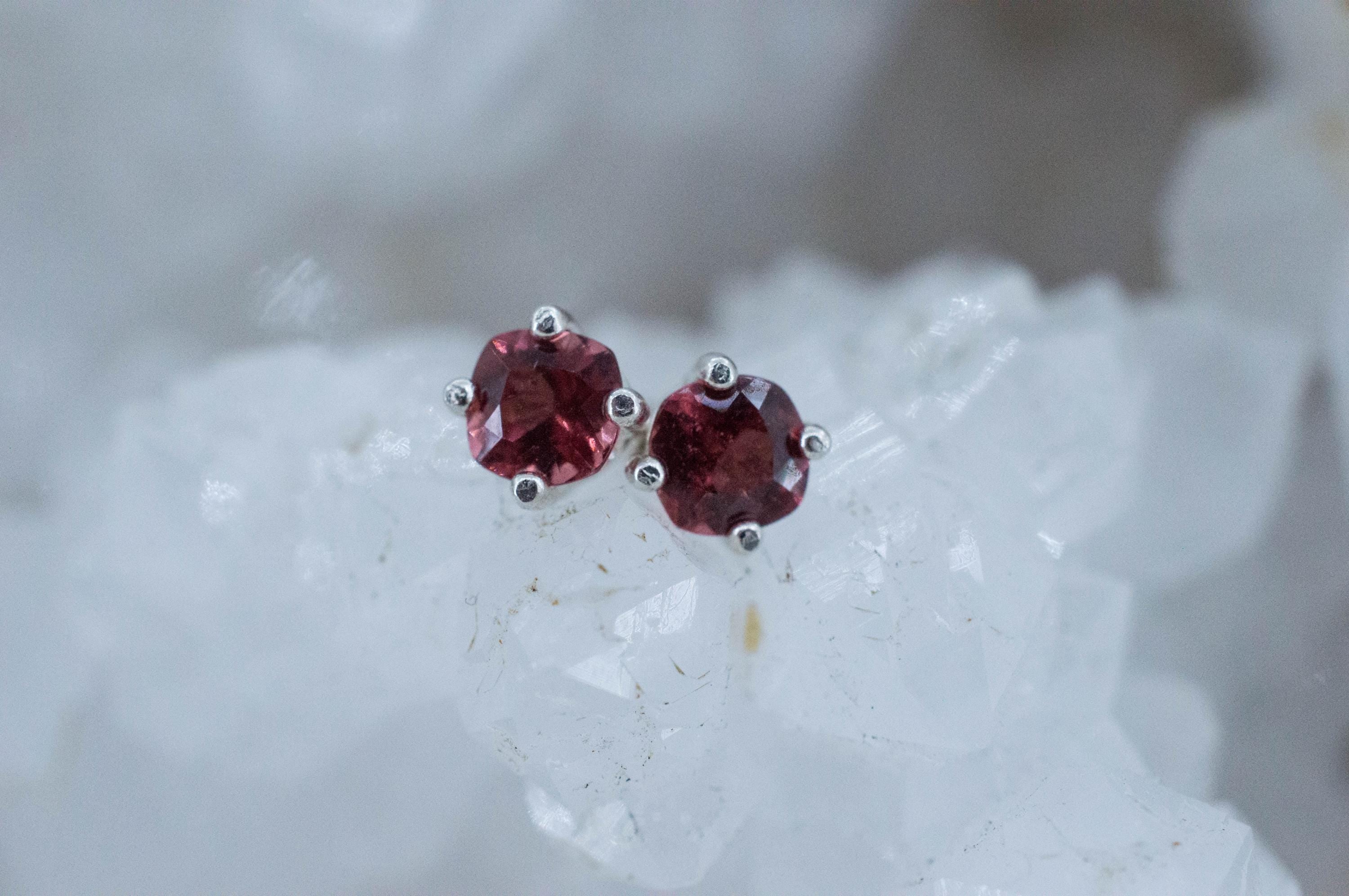 Rhodolite Garnet Earrings, Natural Untreated North Carolina Garnet; 0.635cts - Mark Oliver Gems