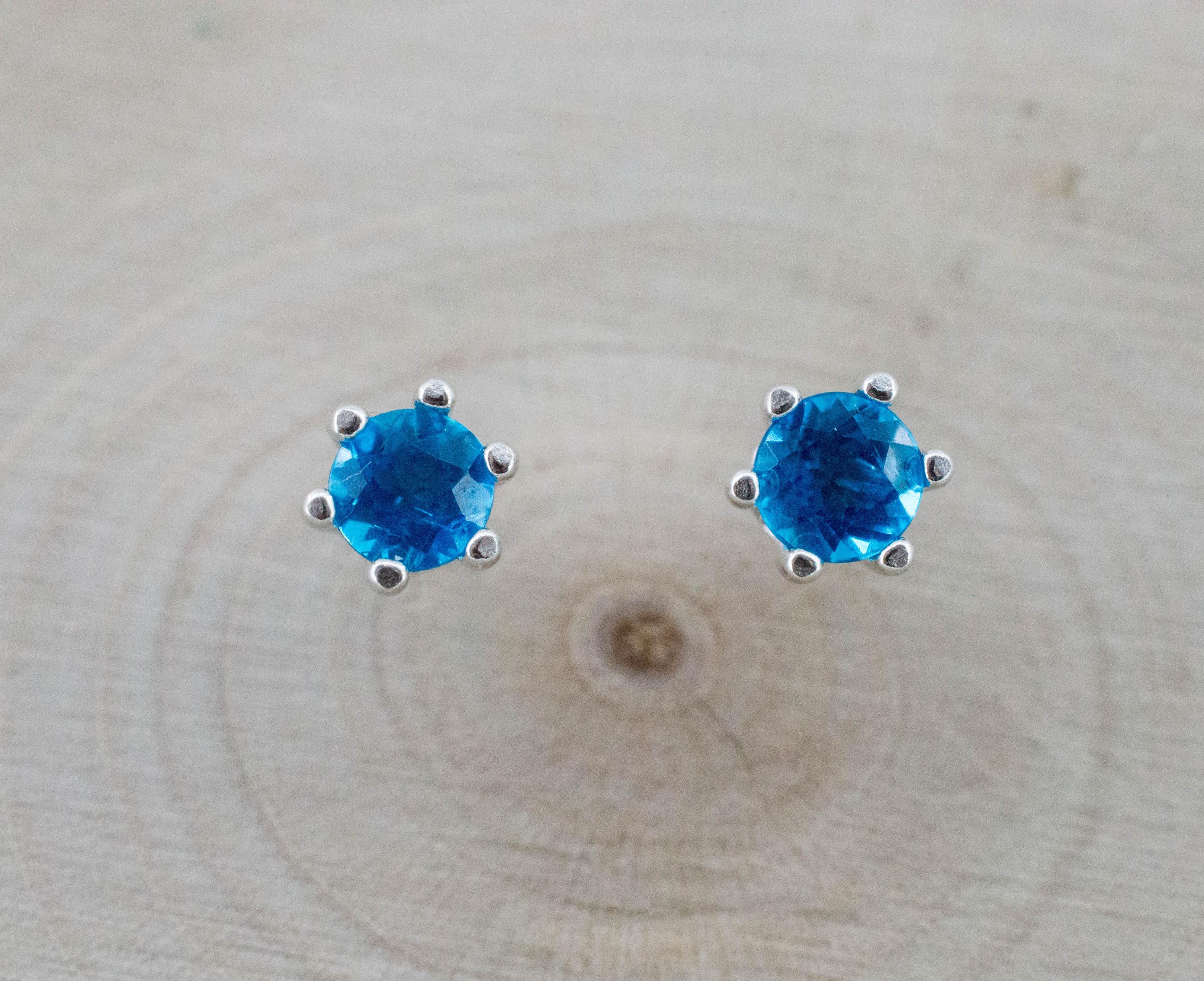 Neon Blue Apatite Earrings; Natural Untreated Madagascar Apatite; 0.515cts - Mark Oliver Gems