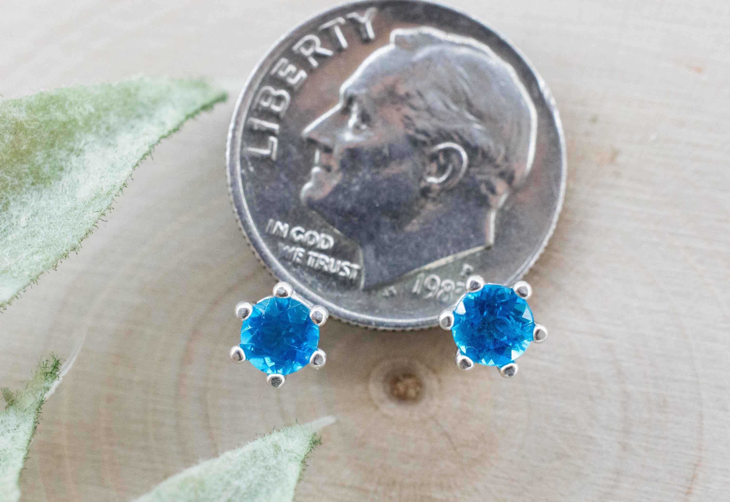 Neon Blue Apatite Earrings; Natural Untreated Madagascar Apatite; 0.515cts - Mark Oliver Gems