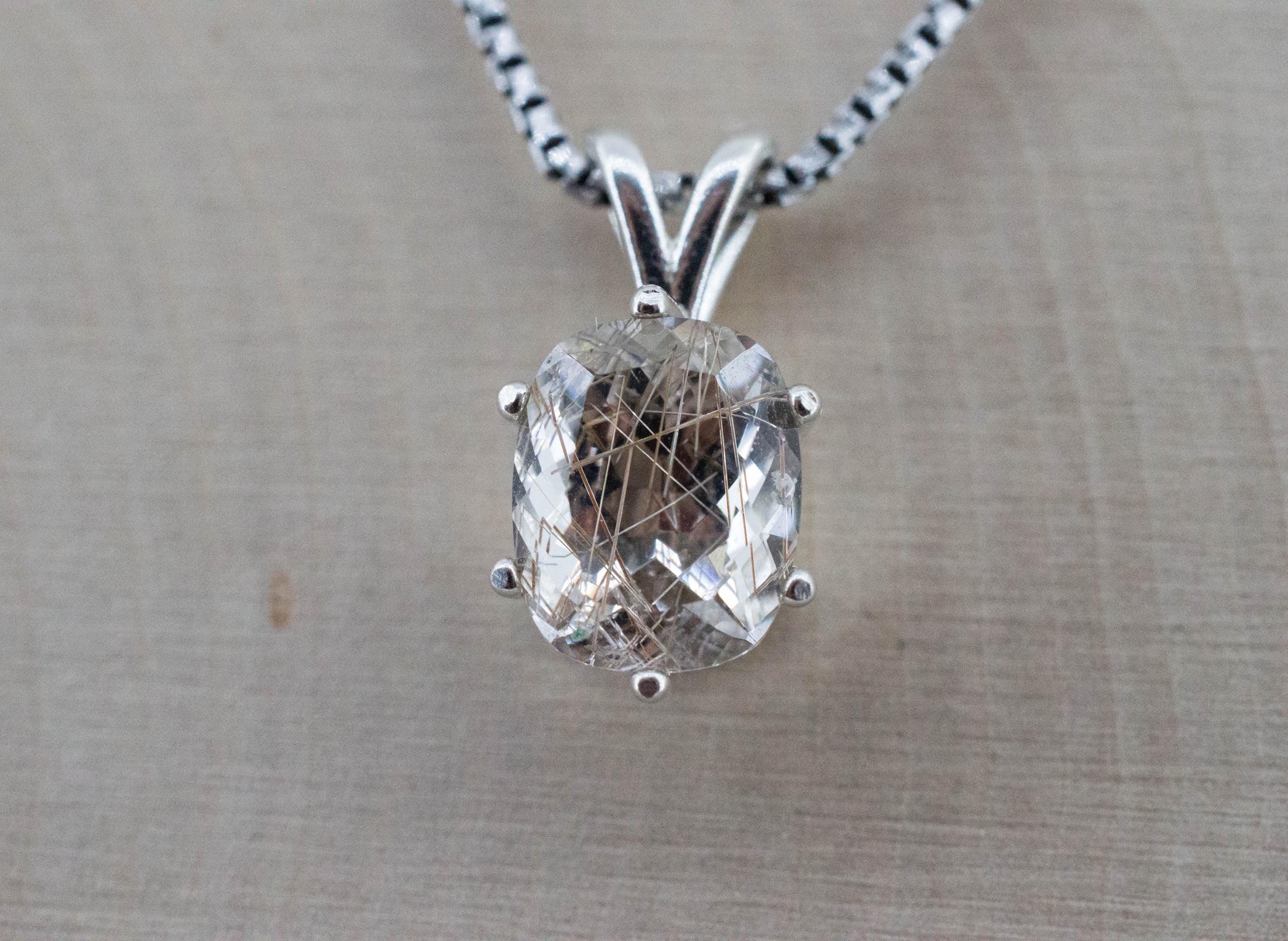 Rutilated Quartz Pendant, Natural Untreated Brazil Rutile Quartz; 2.640cts