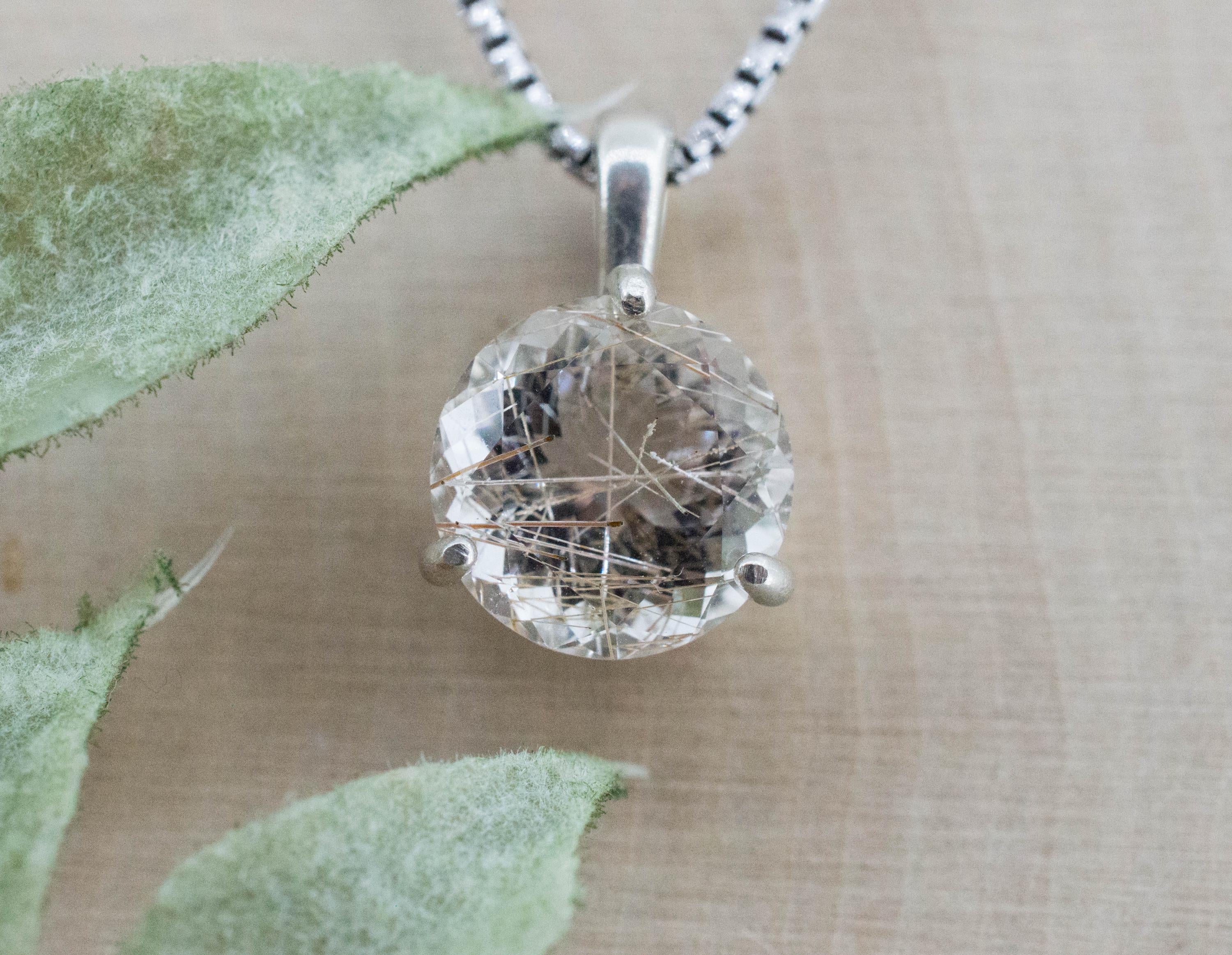 Rutilated Quartz Pendant, Natural Untreated Brazil Rutile Quartz; 3.285cts