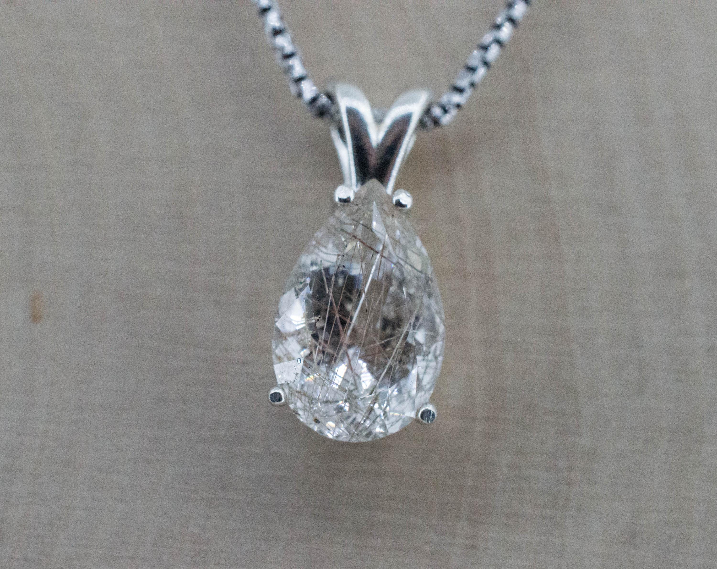 Rutilated Quartz Pendant, Natural Untreated Brazil Rutile Quartz; 3.790cts - Mark Oliver Gems