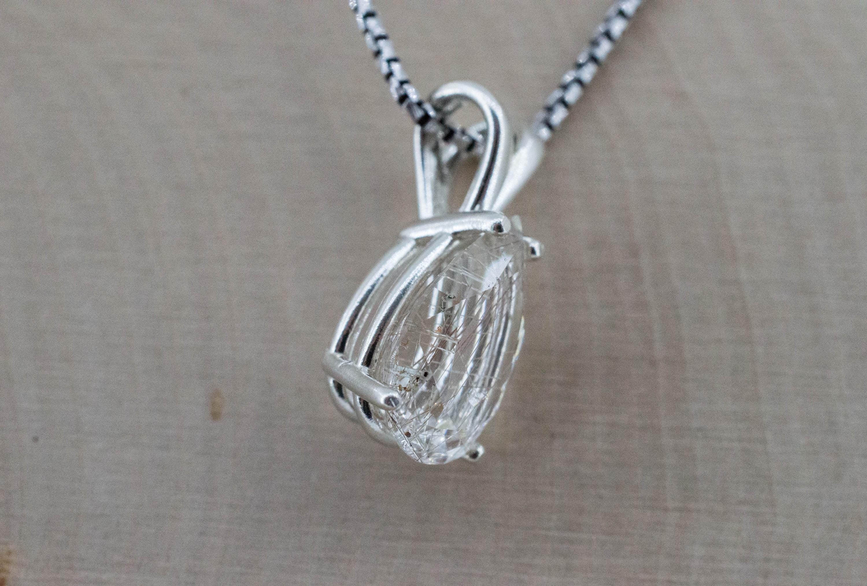 Rutilated Quartz Pendant, Natural Untreated Brazil Rutile Quartz; 3.790cts - Mark Oliver Gems