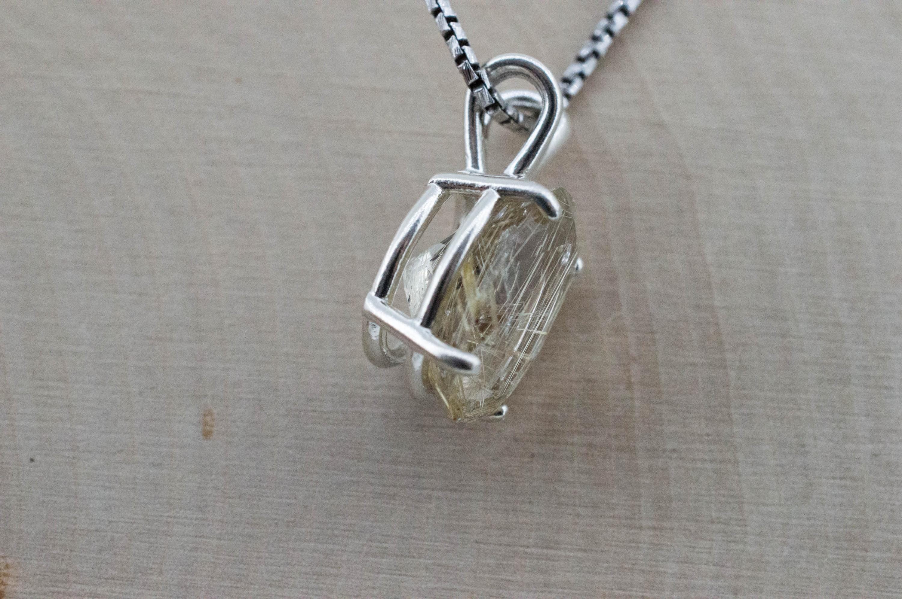 Rutilated Quartz Pendant, Natural Untreated Brazil Rutile Quartz; 6.745cts - Mark Oliver Gems