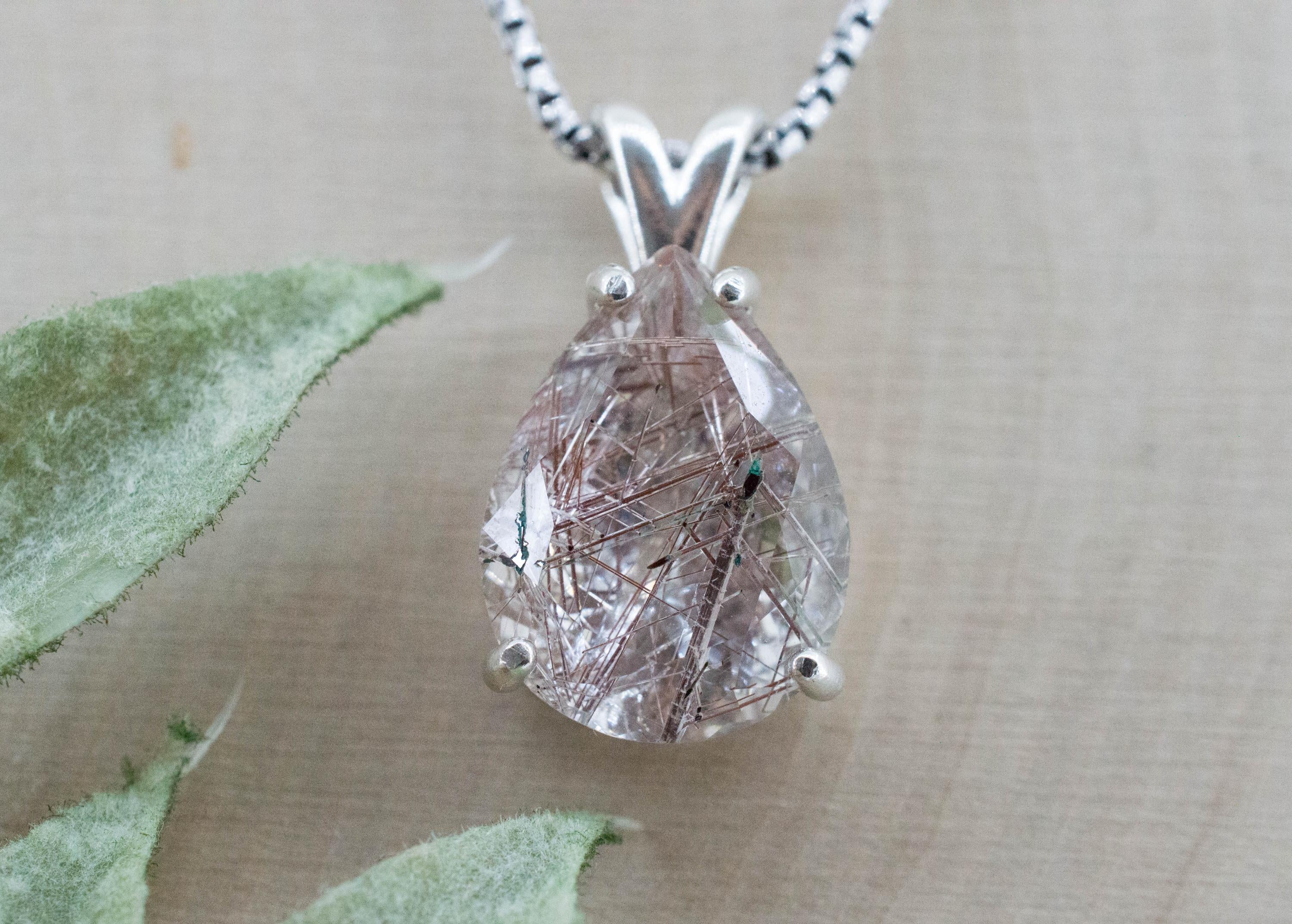 Rutilated Quartz Pendant, Natural Untreated Brazil Rutile Quartz; 7.550cts