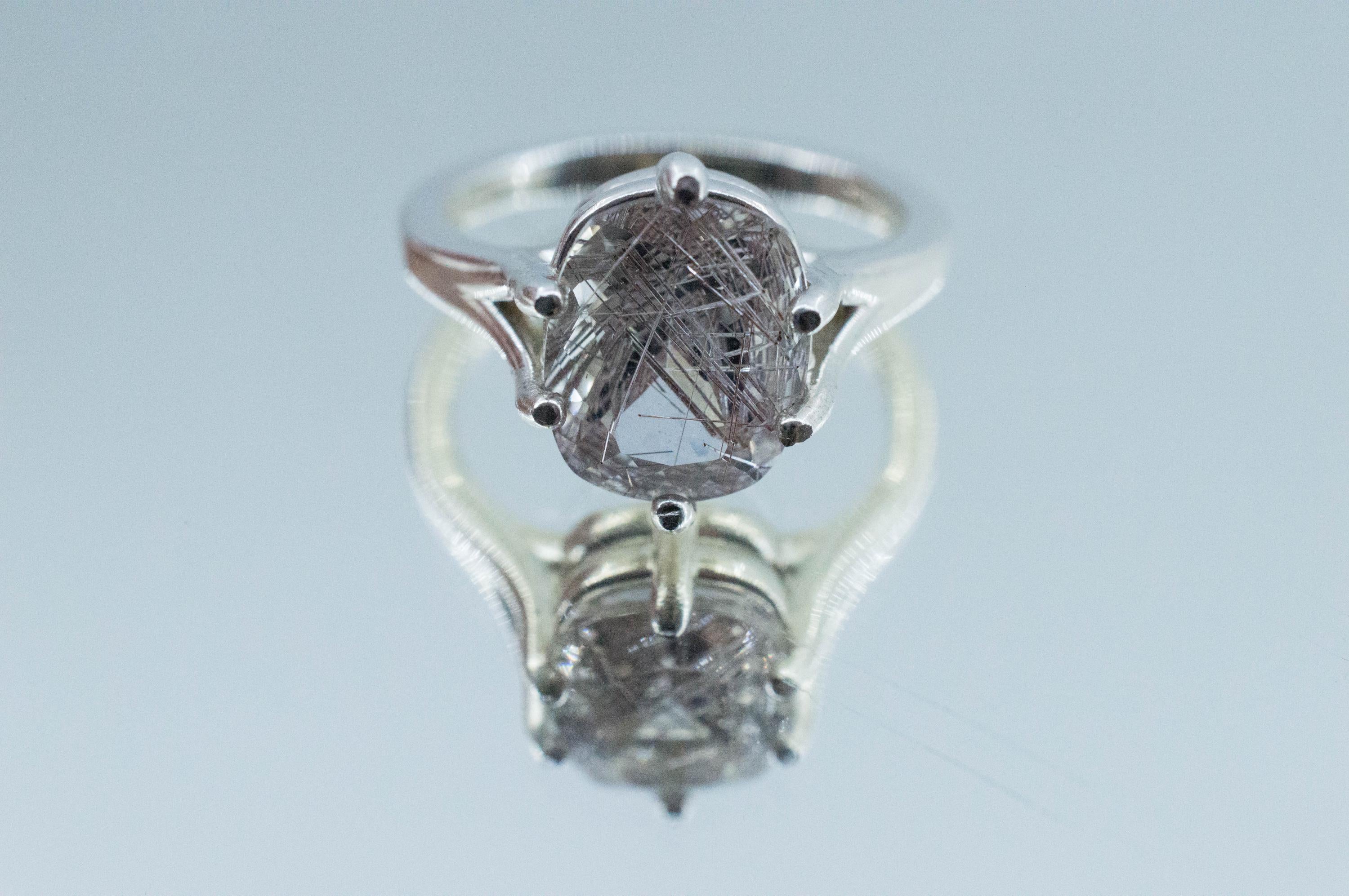 Rutilated Quartz Ring; Natural Untreated Brazil Rutile Quartz; 3.330cts - Mark Oliver Gems