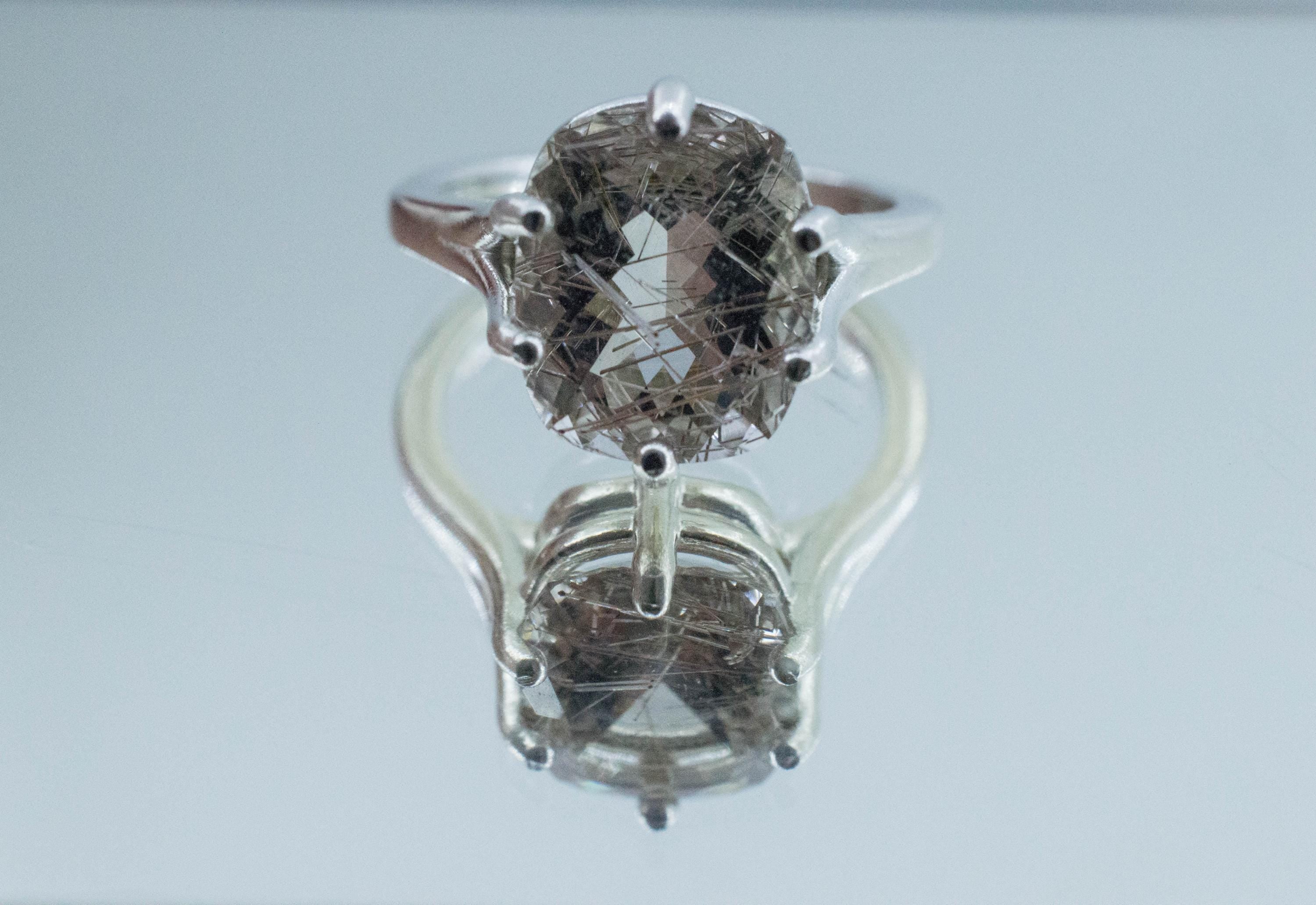 Rutilated Quartz Ring; Natural Untreated Brazil Rutile Quartz; 4.295cts - Mark Oliver Gems