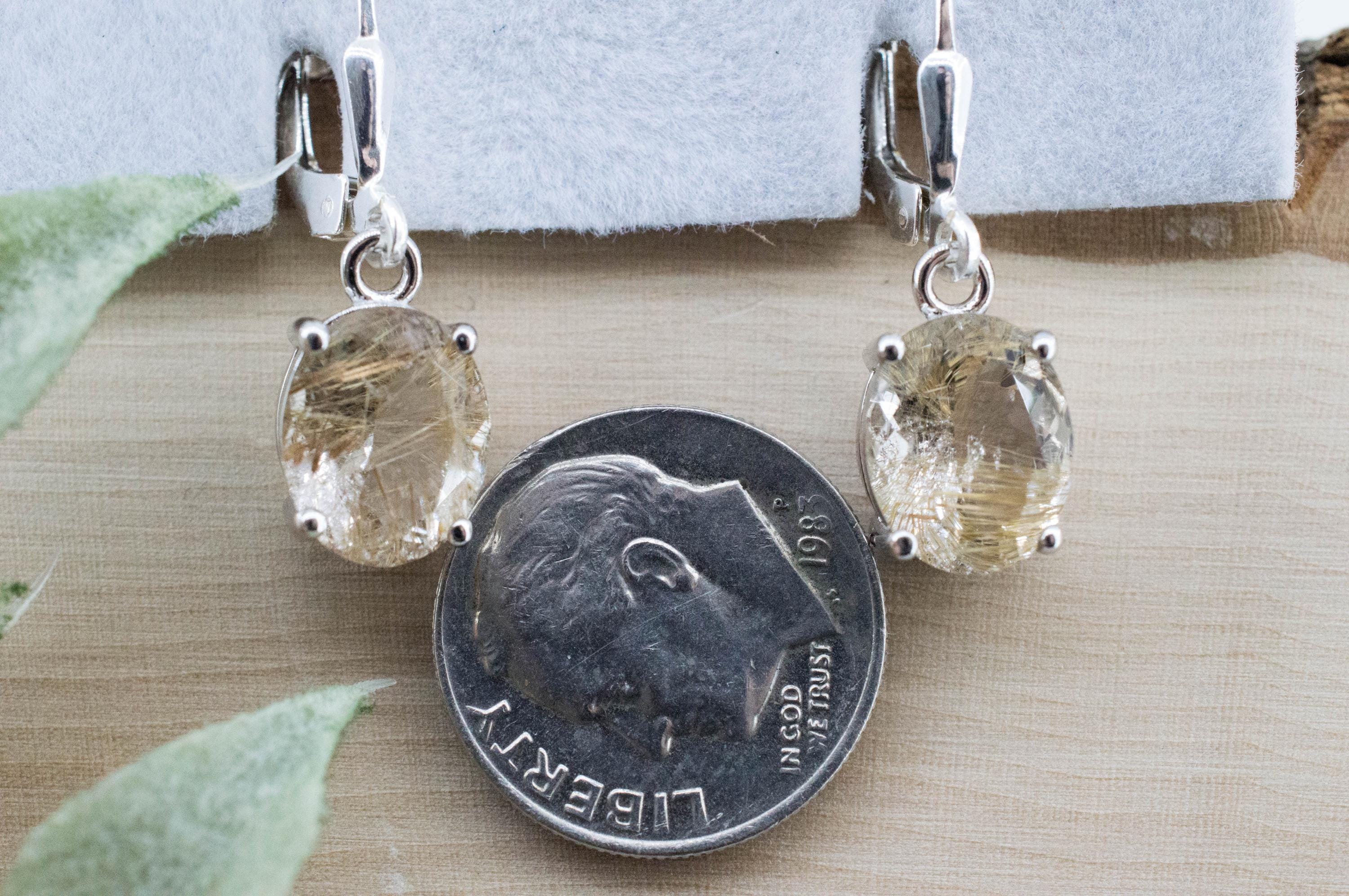 Rutile Quartz Earrings; Natural Untreated Brazil Rutilated Quartz; 4.670cts - Mark Oliver Gems