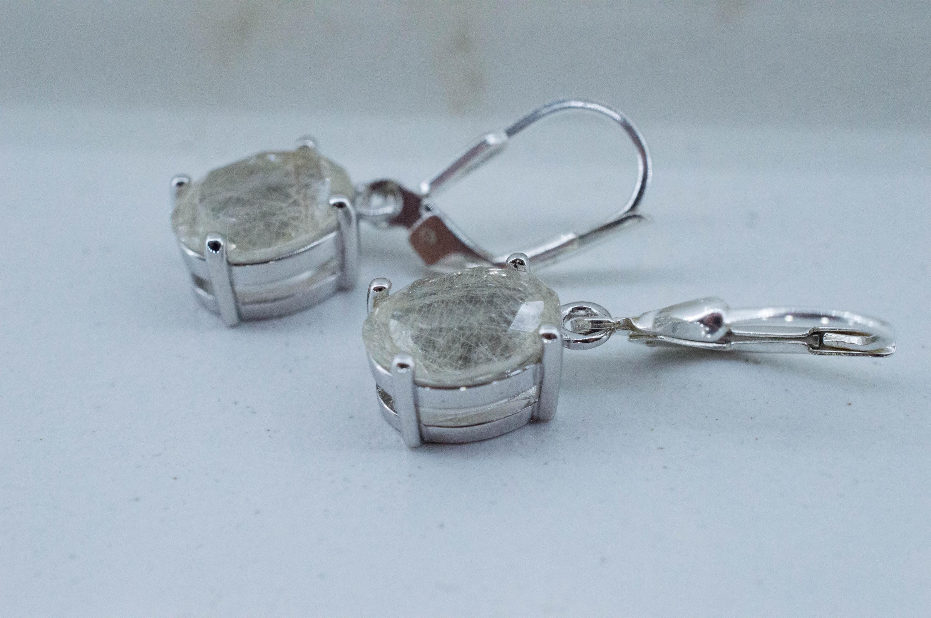 Rutile Quartz Earrings; Natural Untreated Brazil Rutilated Quartz; 4.685cts - Mark Oliver Gems