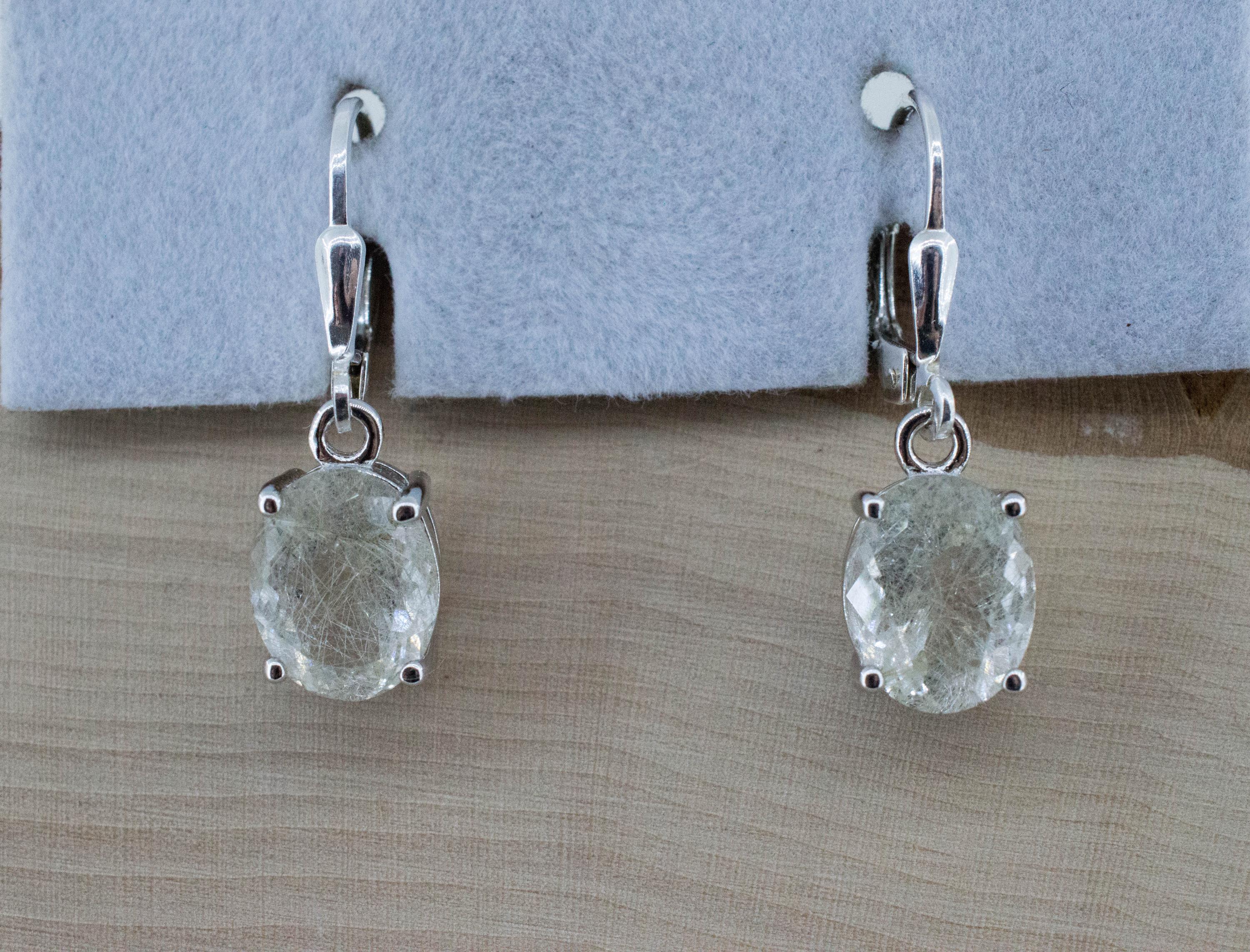 Rutile Quartz Earrings; Natural Untreated Brazil Rutilated Quartz; 4.685cts - Mark Oliver Gems