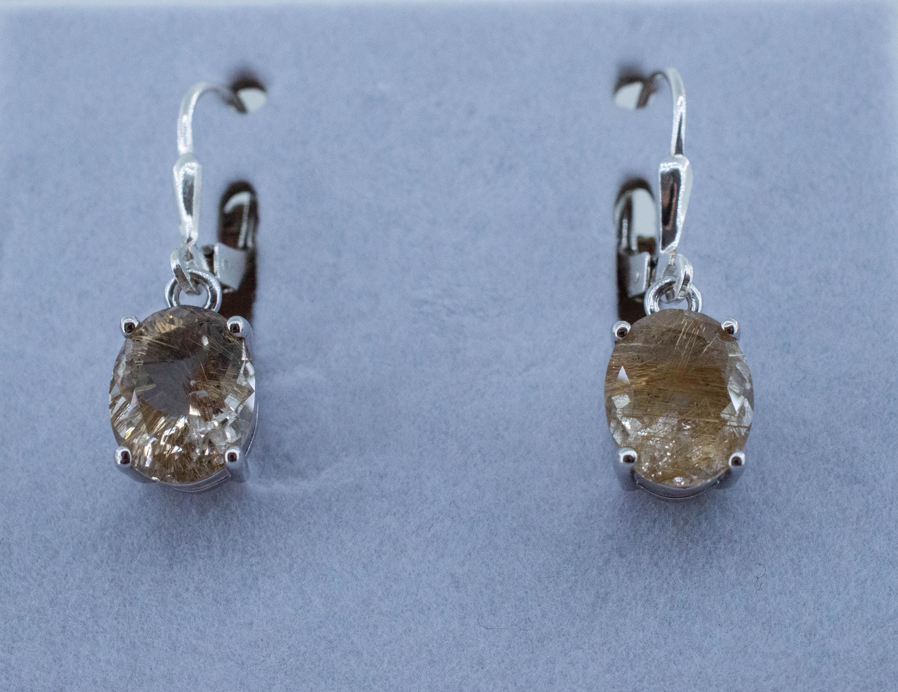 Rutile Quartz Earrings; Natural Untreated Brazil Rutilated Quartz; 4.690cts - Mark Oliver Gems