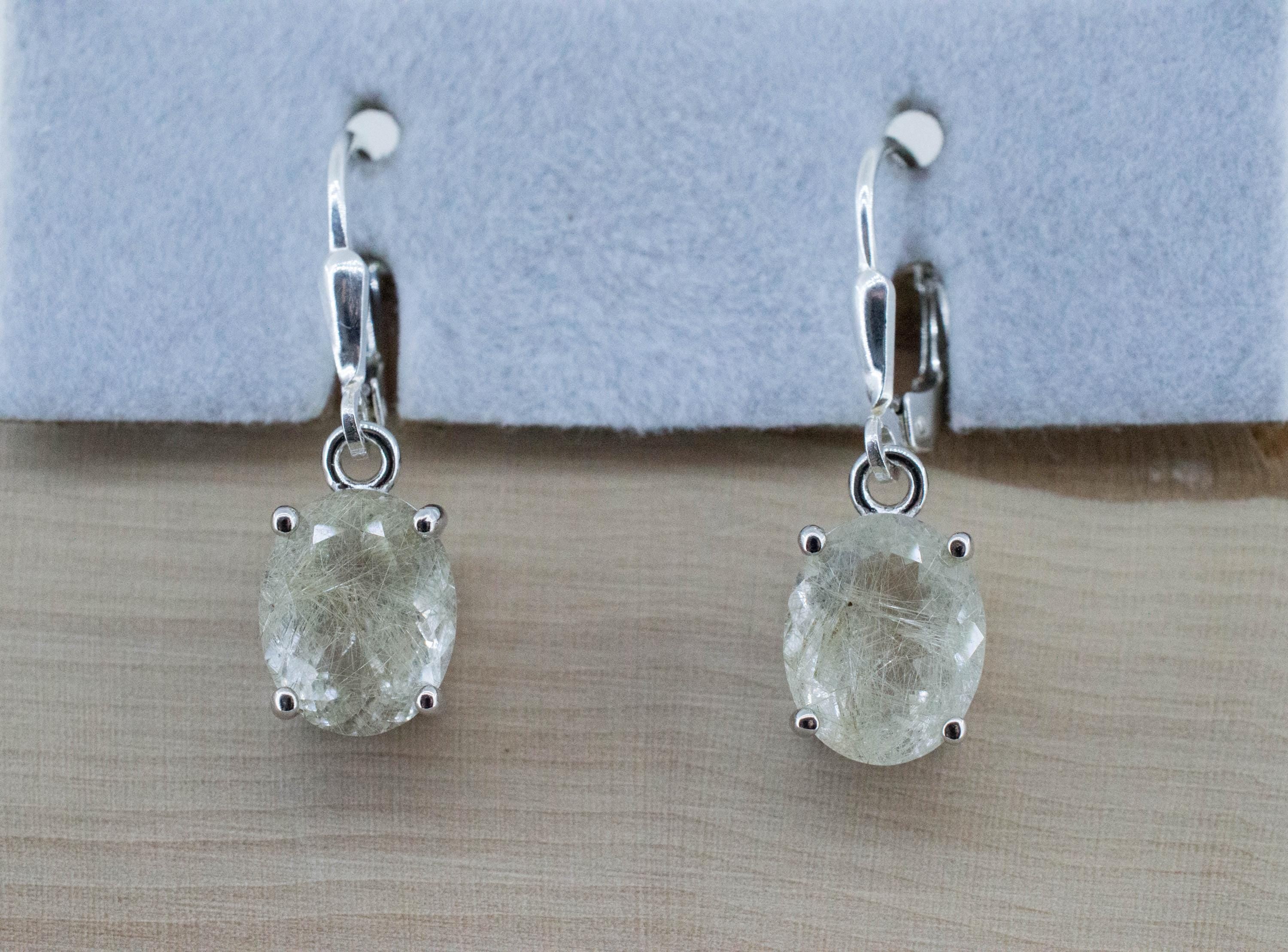 Rutile Quartz Earrings; Natural Untreated Brazil Rutilated Quartz; 4.695cts - Mark Oliver Gems