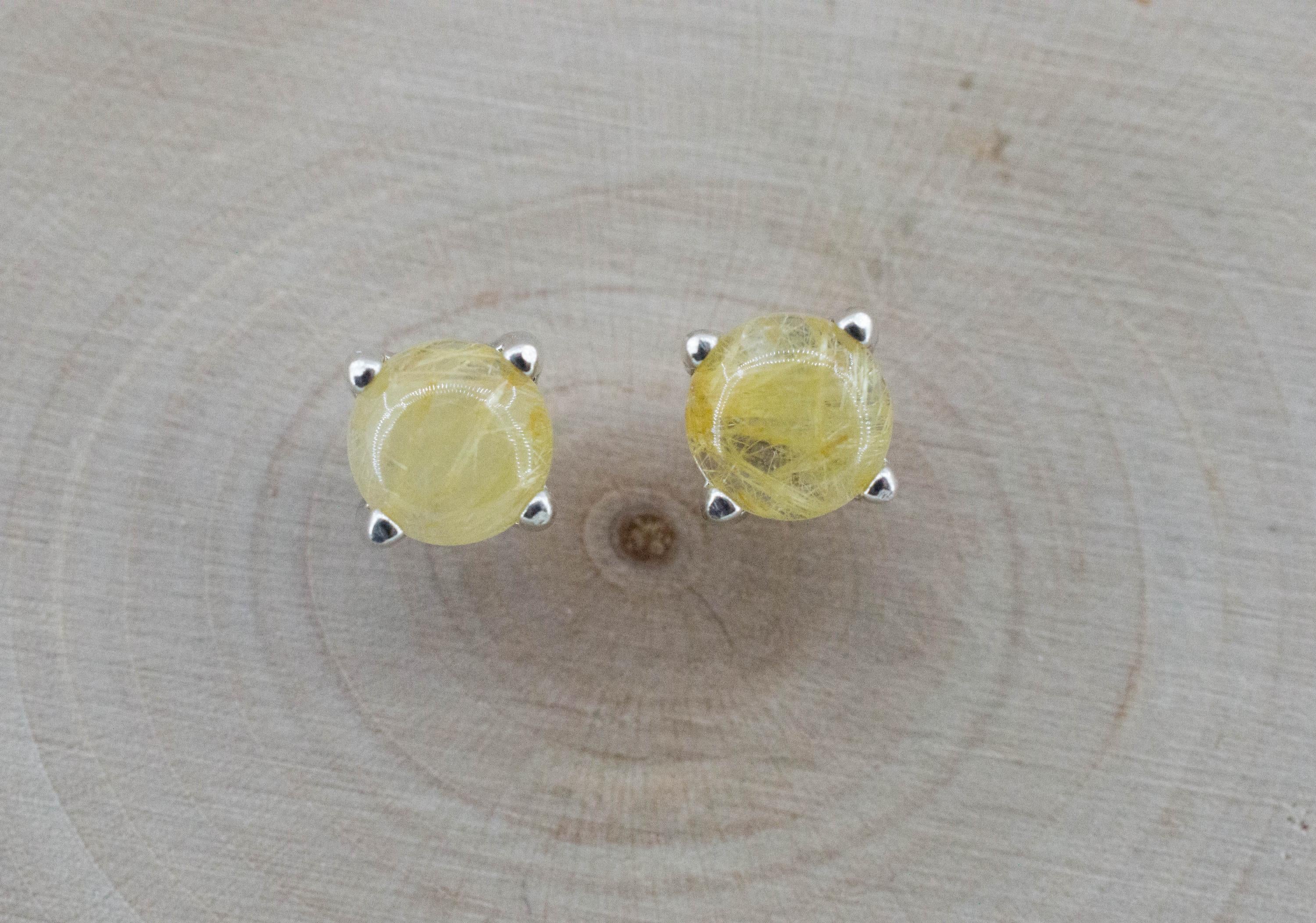 Rutilated Quartz Earrings; Genuine Untreated Brazil Rutile Quartz; 1.805cts - Mark Oliver Gems