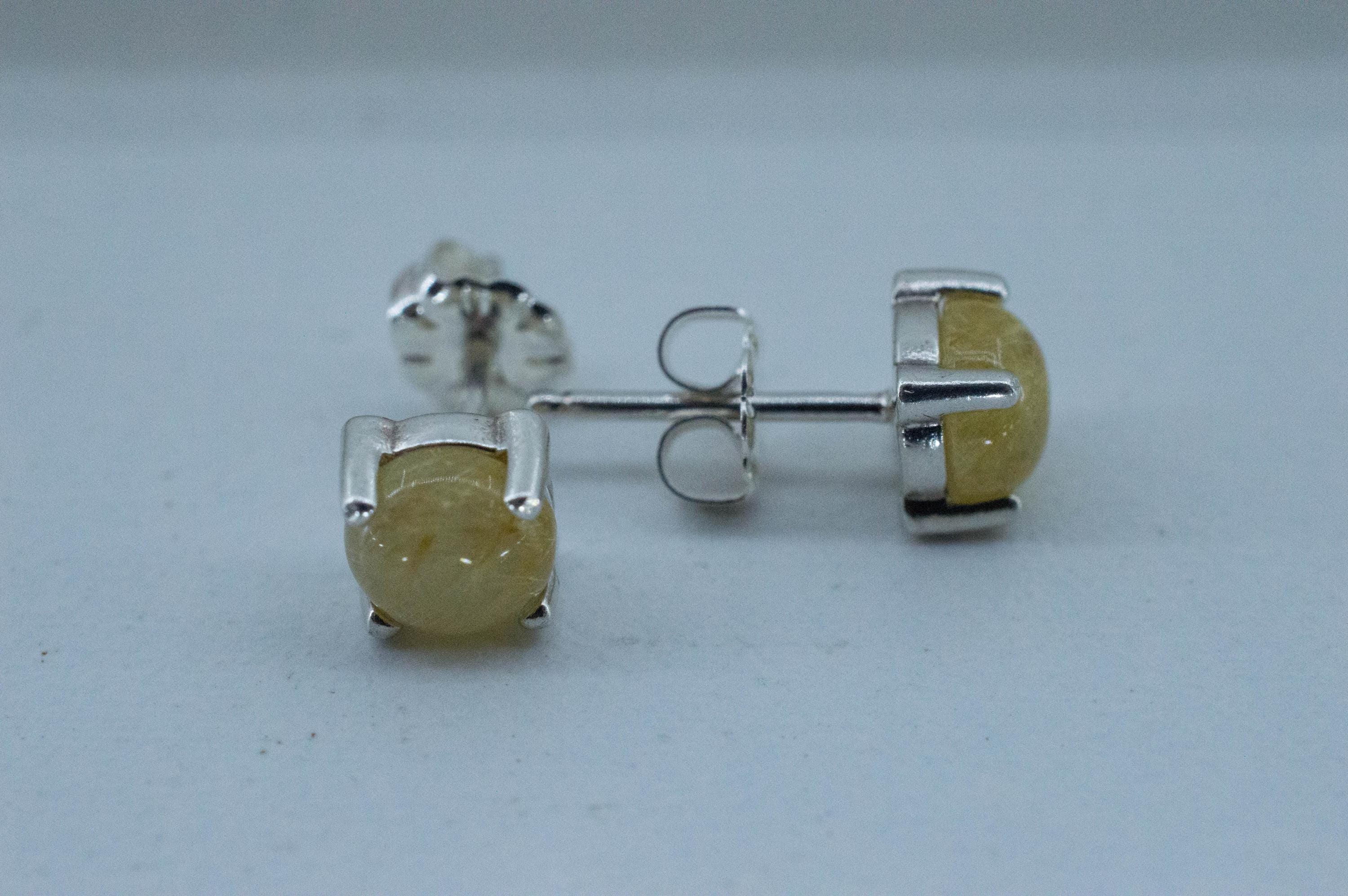 Rutilated Quartz Earrings; Genuine Untreated Brazil Rutile Quartz; 1.805cts - Mark Oliver Gems