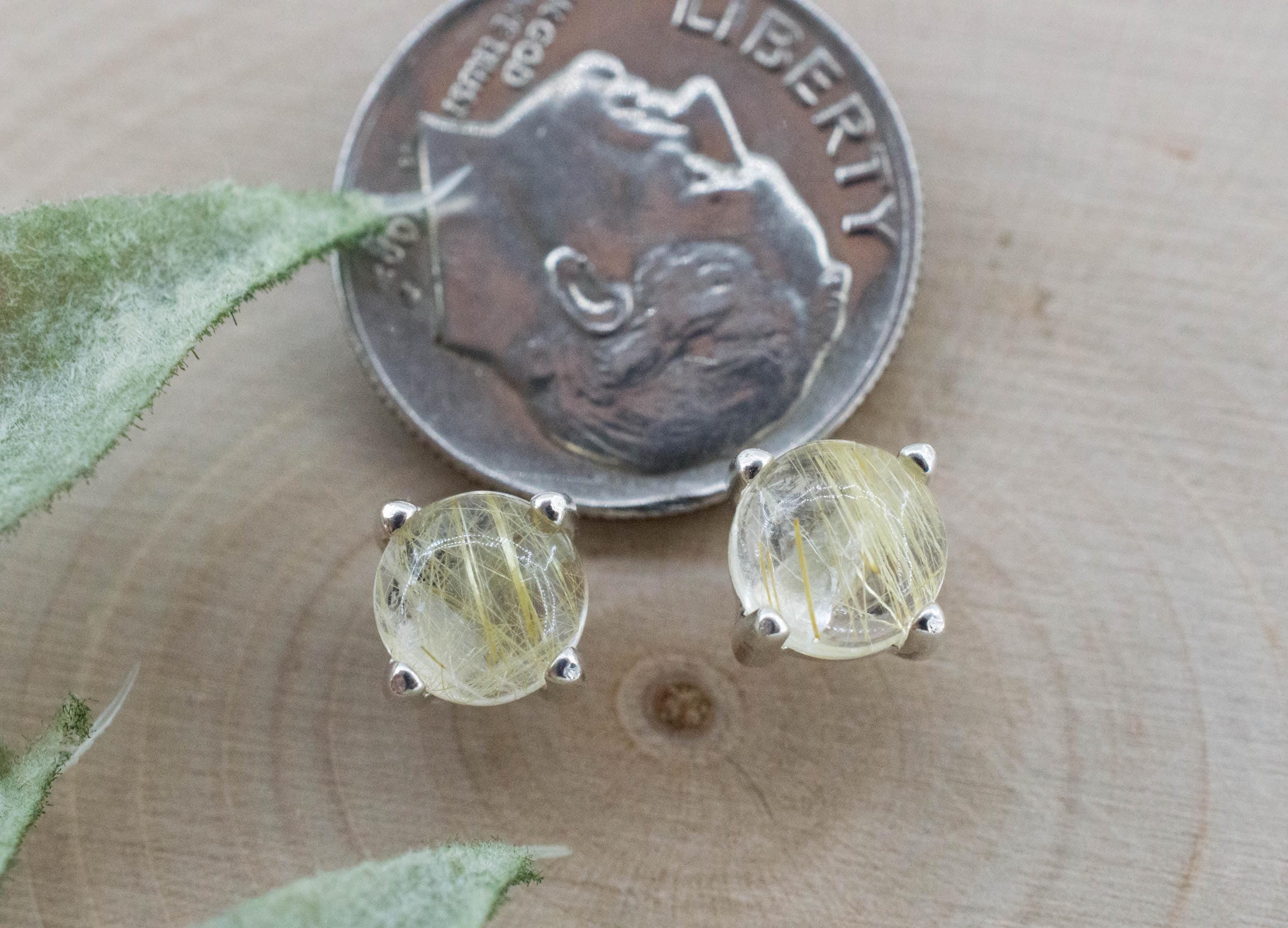 Rutilated Quartz Earrings; Genuine Untreated Brazil Rutile Quartz; 1.835cts - Mark Oliver Gems