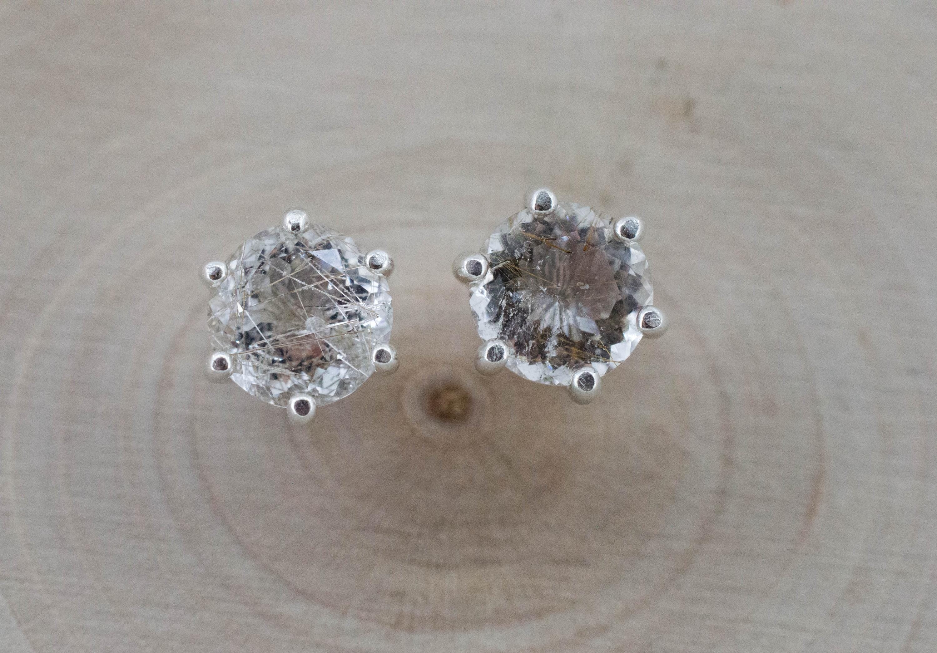 Rutilated Quartz Earrings; Genuine Untreated Brazil Rutile Quartz; 2.320cts - Mark Oliver Gems