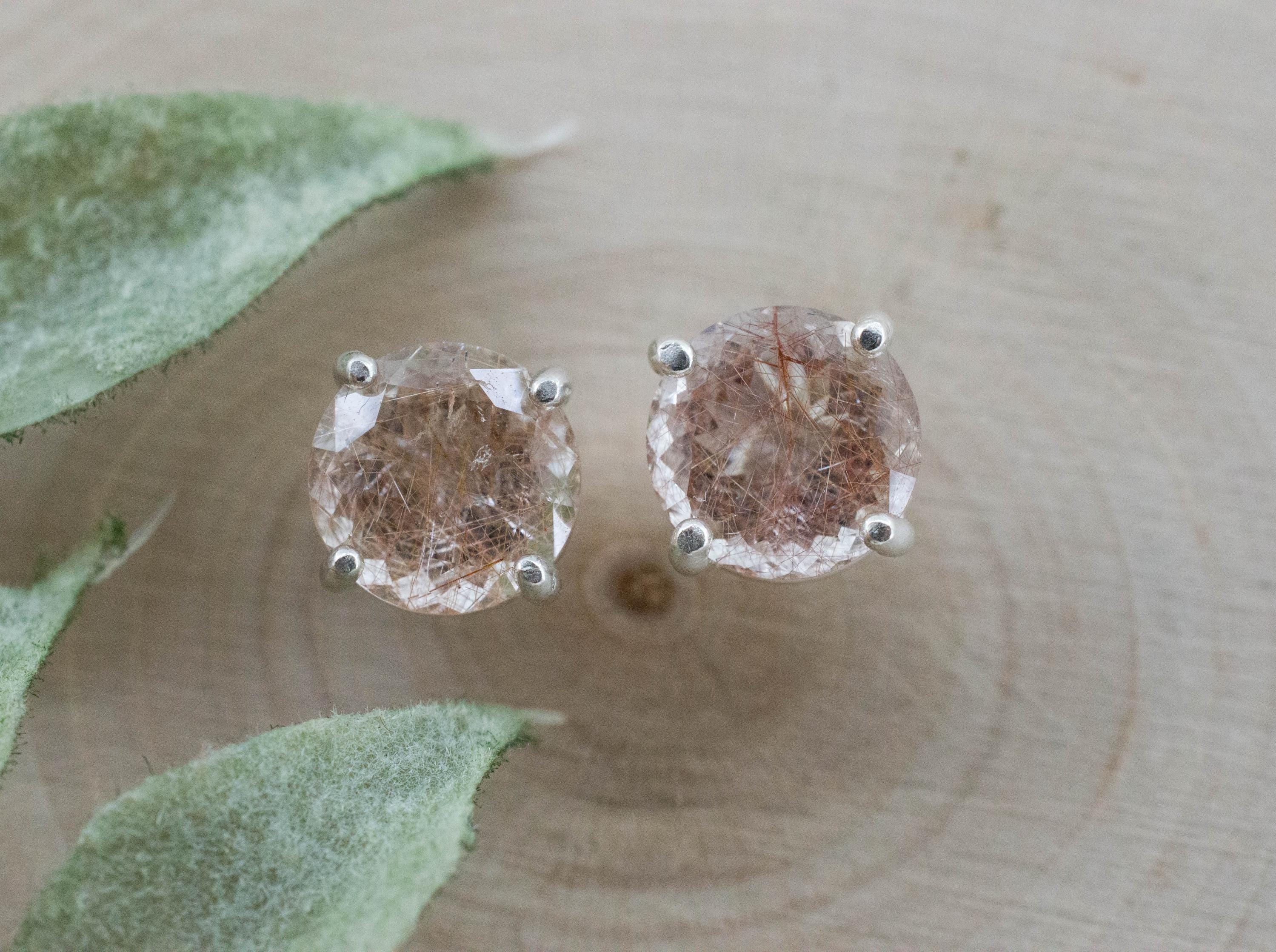 Rutilated Quartz Earrings; Genuine Untreated Brazil Rutile Quartz; 3.360cts - Mark Oliver Gems