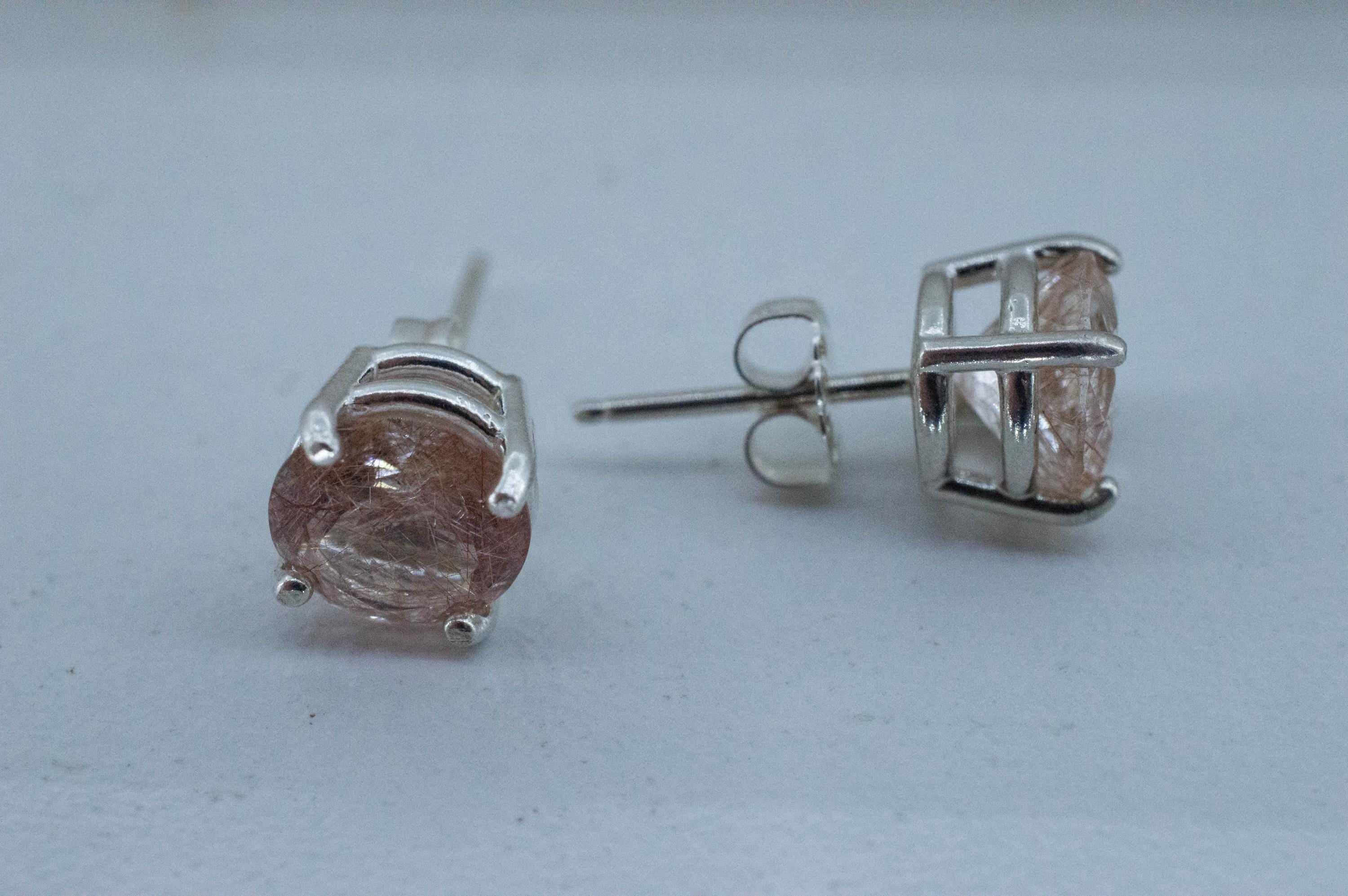 Rutilated Quartz Earrings; Genuine Untreated Brazil Rutile Quartz; 3.360cts - Mark Oliver Gems