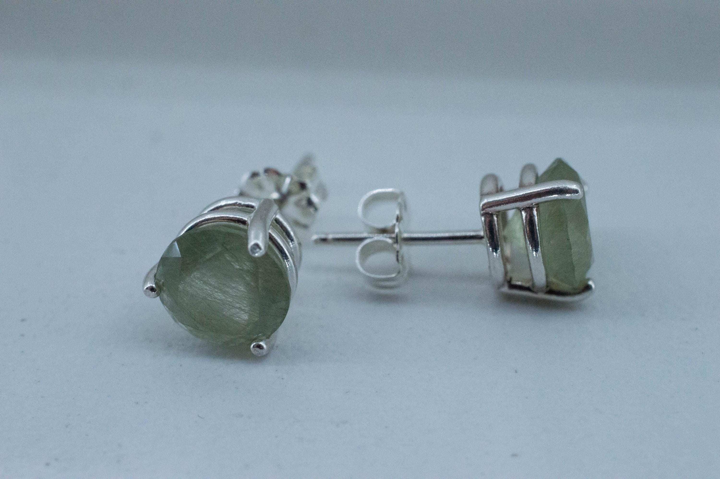 Byssolite Quartz Earrings; Natural Untreated Tanzania Included Quartz; 3.690cts - Mark Oliver Gems