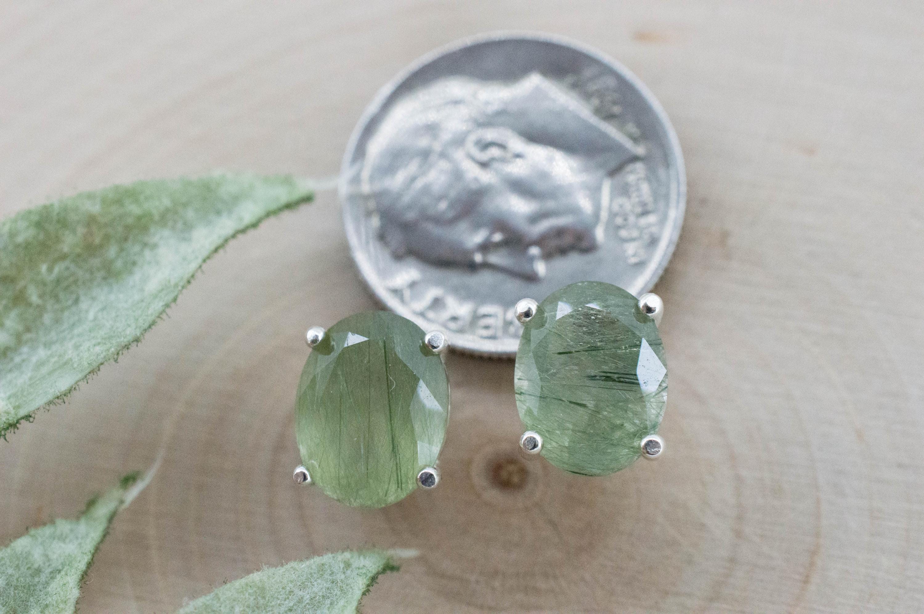 Byssolite Quartz Earrings; Natural Untreated Tanzania Included Quartz; 3.760cts - Mark Oliver Gems