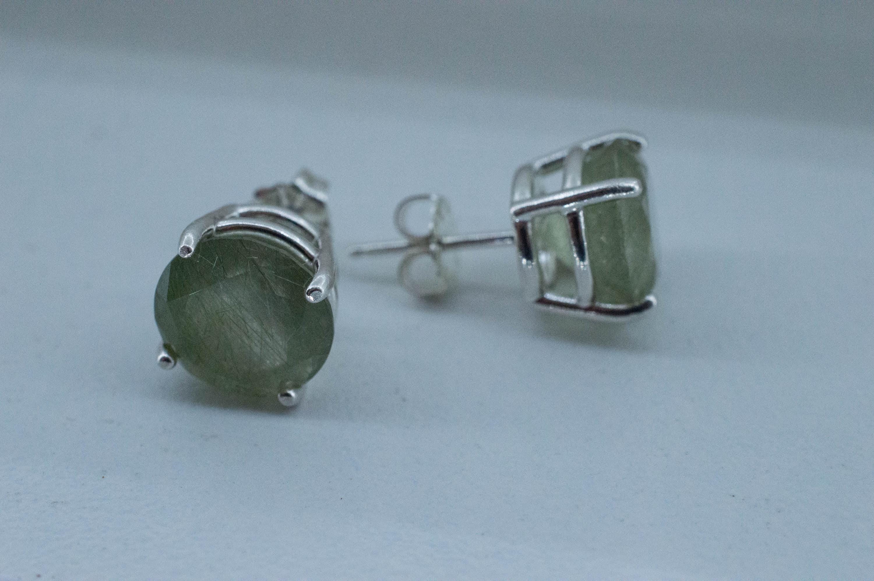 Byssolite Quartz Earrings; Natural Untreated Tanzania Included Quartz; 7.140cts - Mark Oliver Gems