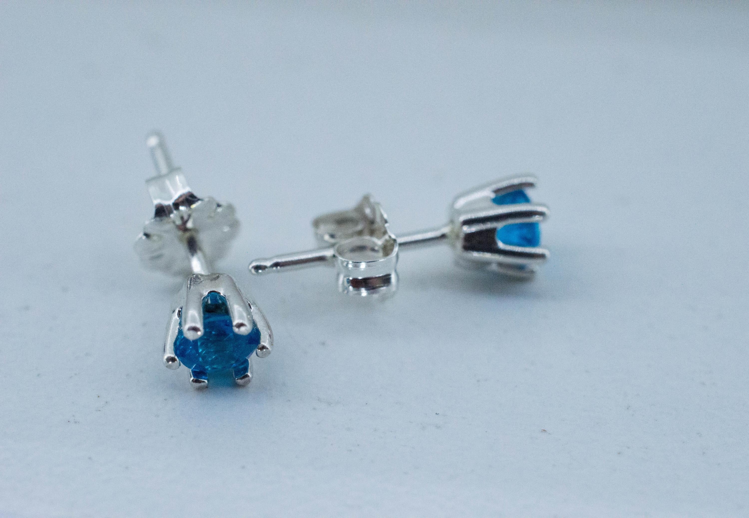 Neon Blue Apatite Earrings; Natural Untreated Madagascar Apatite; 0.515cts - Mark Oliver Gems
