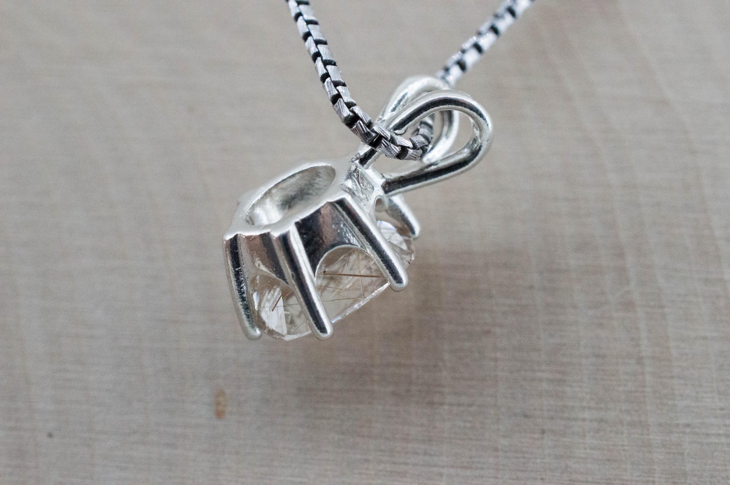 Rutilated Quartz Pendant, Natural Untreated Brazil Rutile Quartz; 2.640cts