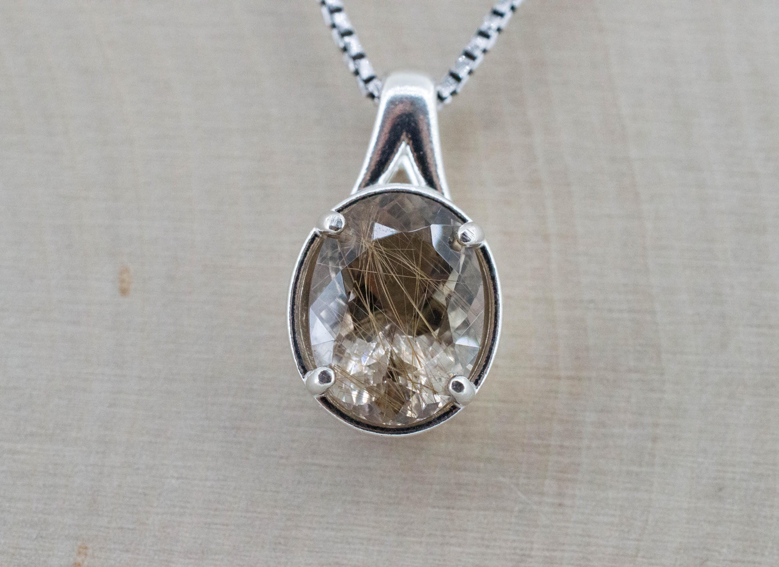 Rutilated Quartz Pendant, Natural Untreated Brazil Rutile Quartz; 4.330cts - Mark Oliver Gems