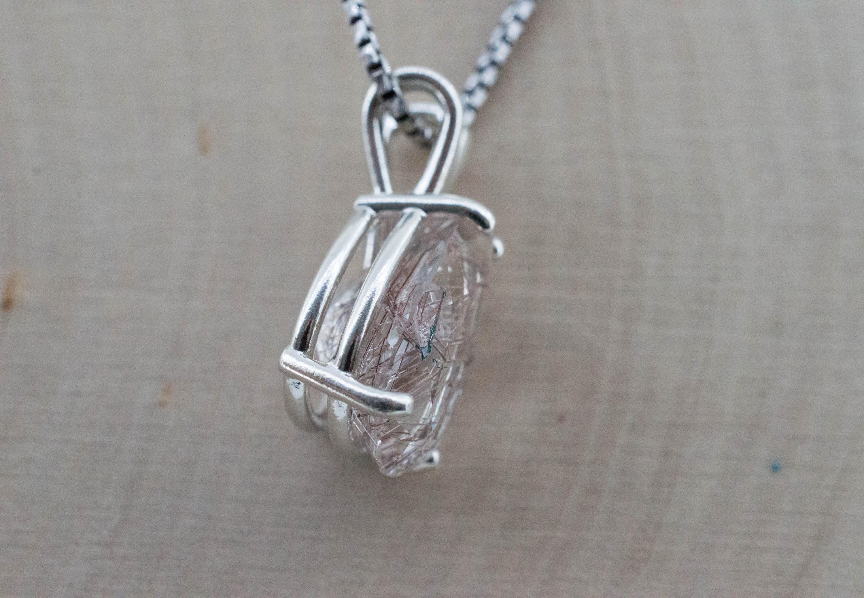 Rutilated Quartz Pendant, Natural Untreated Brazil Rutile Quartz; 7.550cts