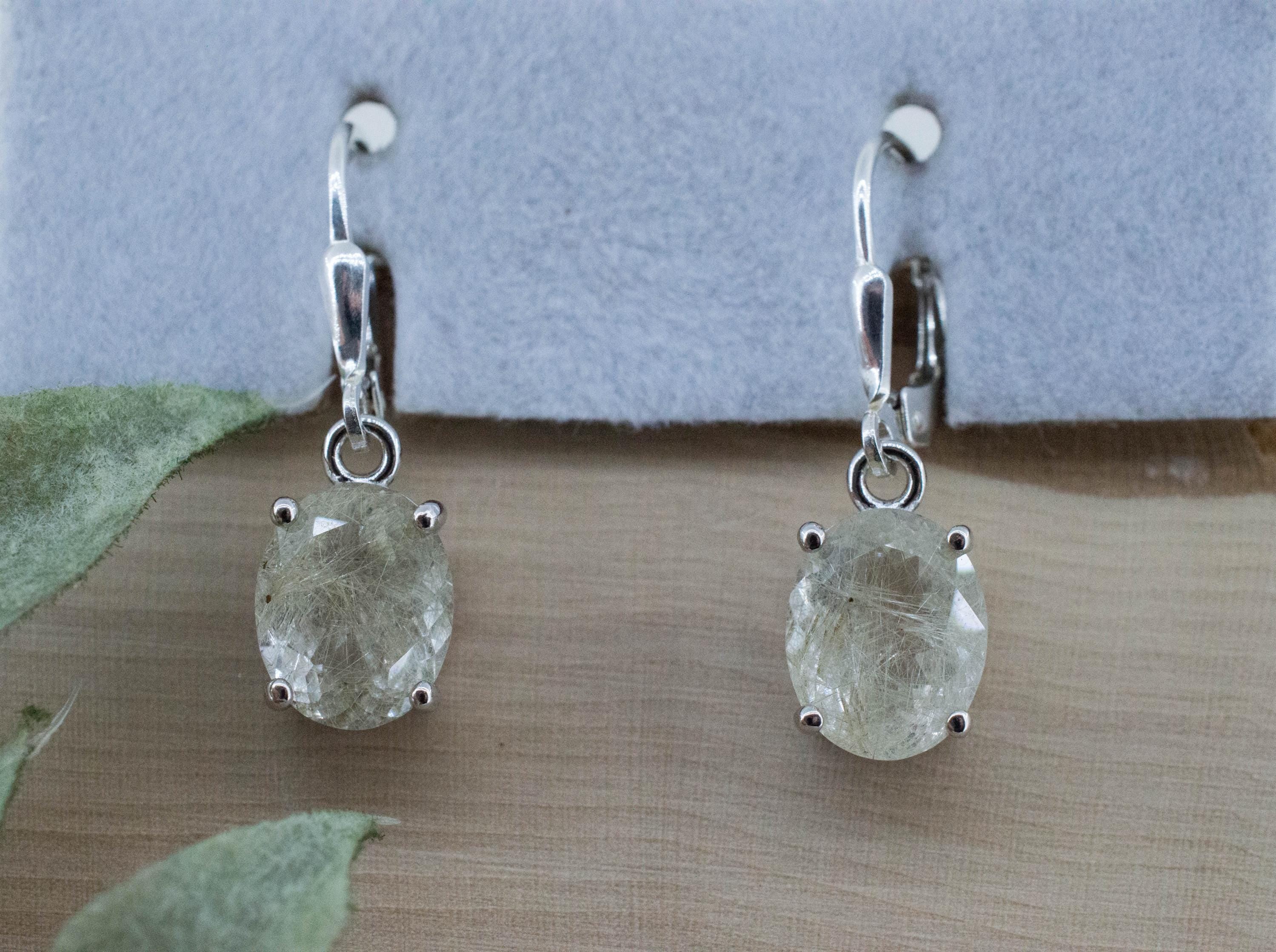Rutile Quartz Earrings; Natural Untreated Brazil Rutilated Quartz; 4.695cts - Mark Oliver Gems