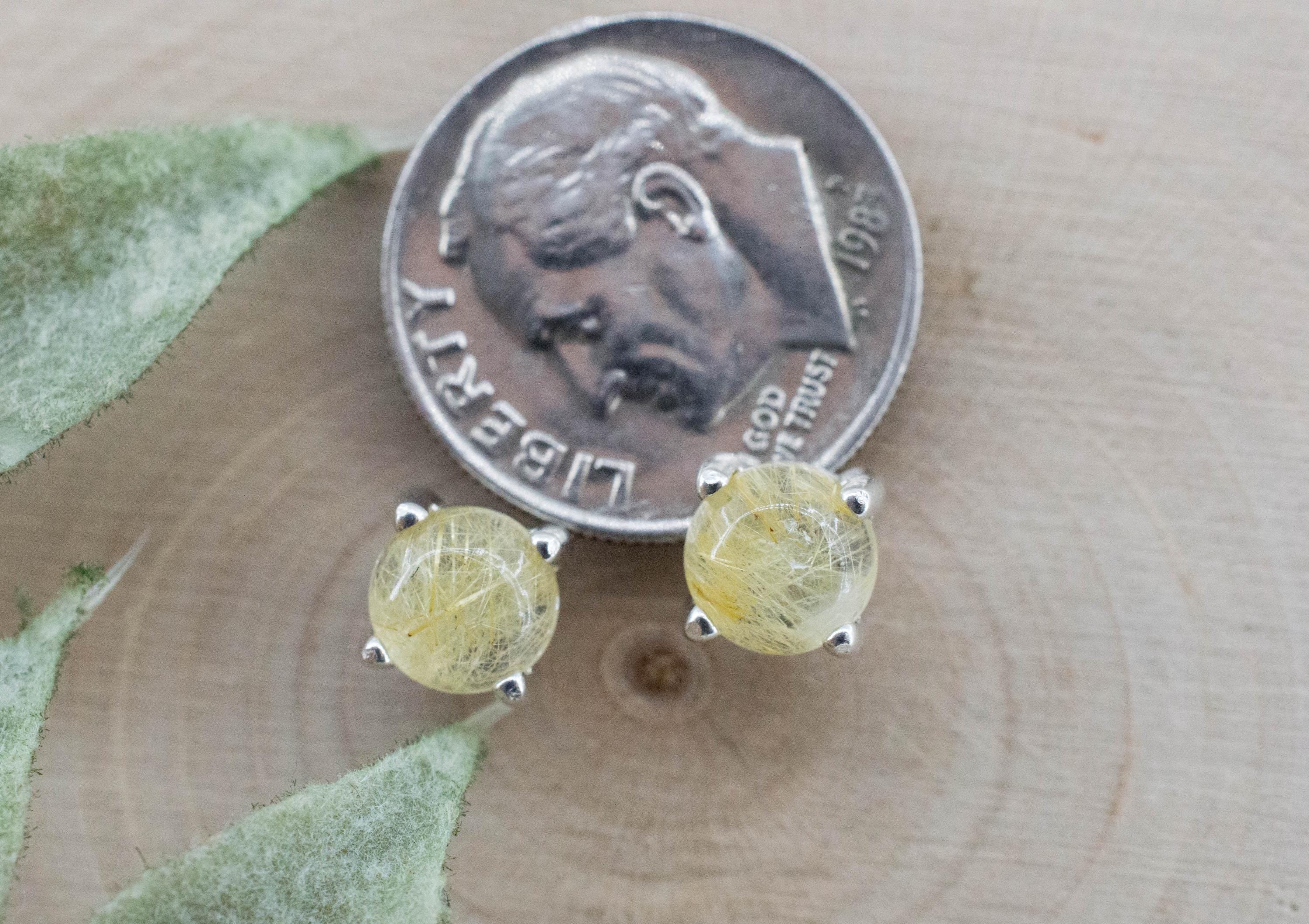 Rutilated Quartz Earrings; Genuine Untreated Brazil Rutile Quartz; 1.710cts - Mark Oliver Gems