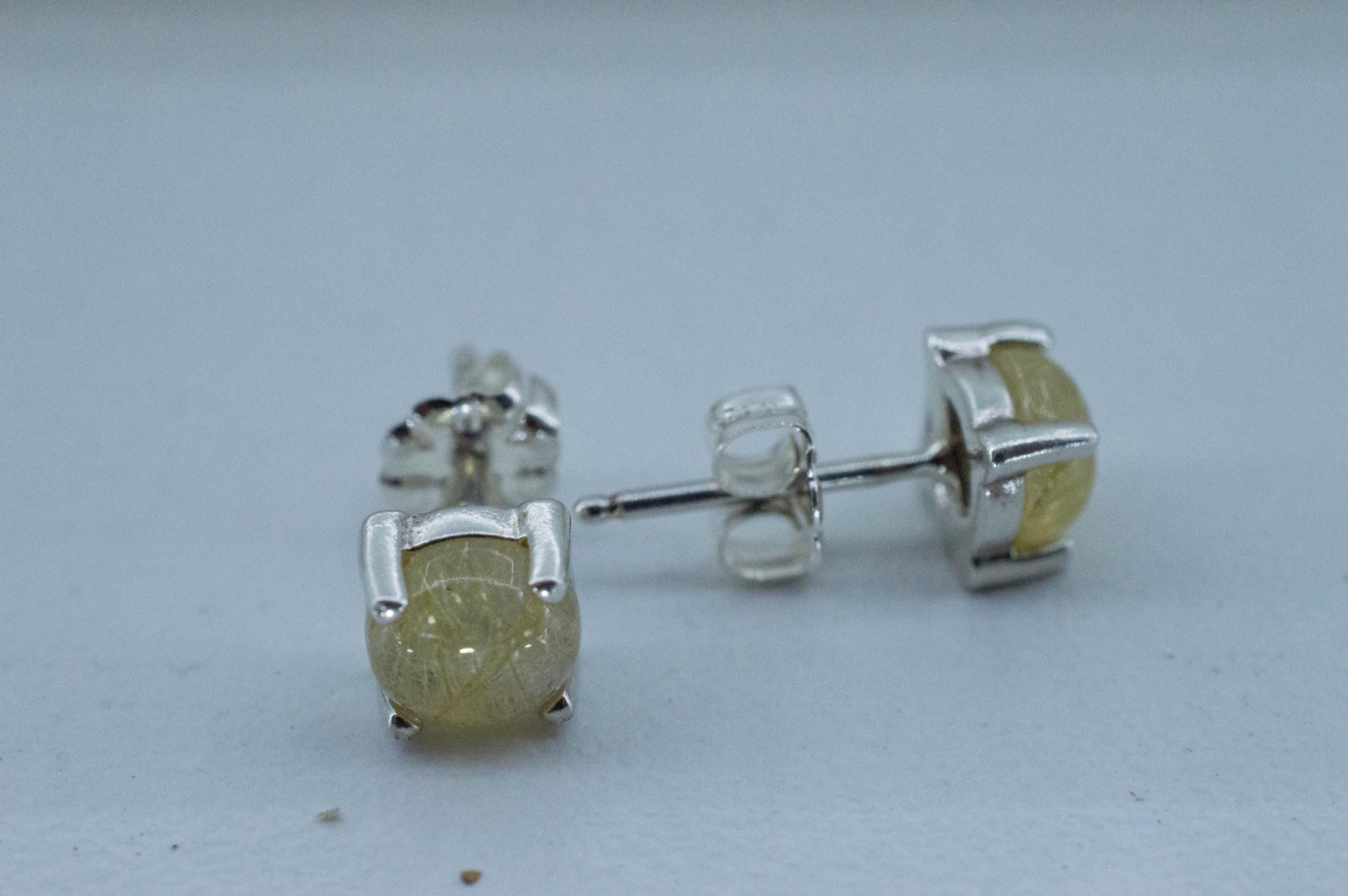 Rutilated Quartz Earrings; Genuine Untreated Brazil Rutile Quartz; 1.710cts - Mark Oliver Gems
